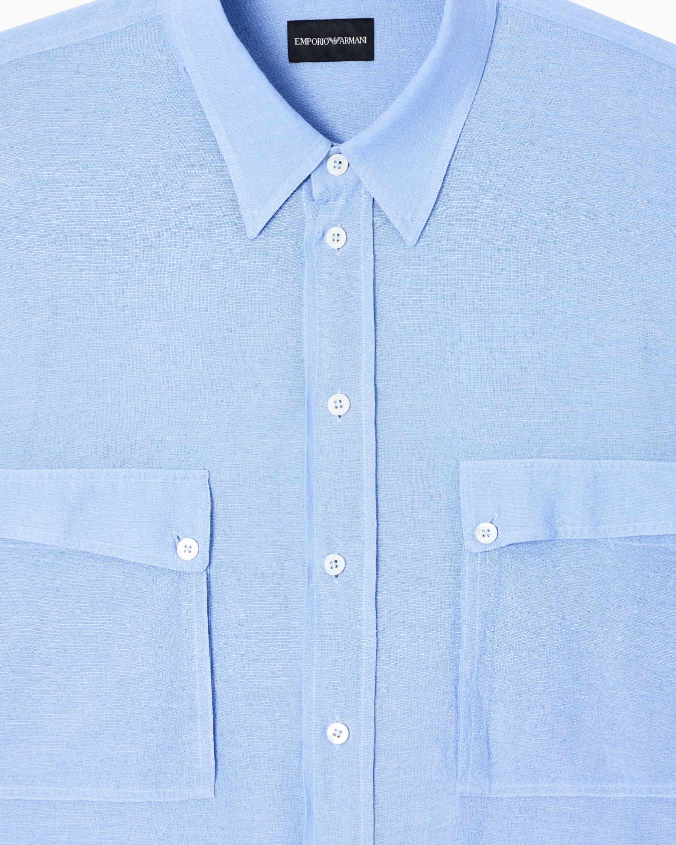 Denim-effect linen-blend shirt Slide 3