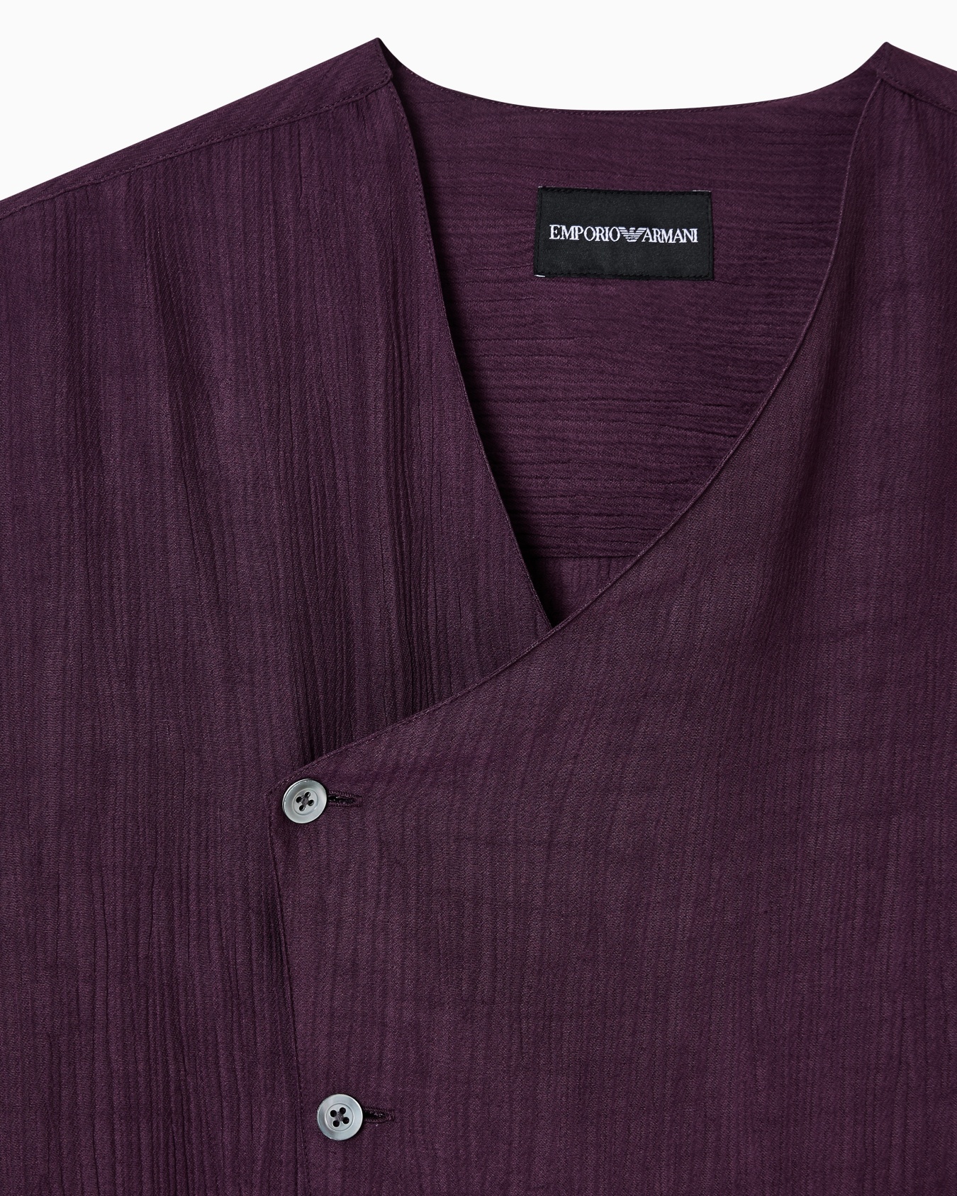 Shirt with off-centre closure in crêpe fabric Slide 3