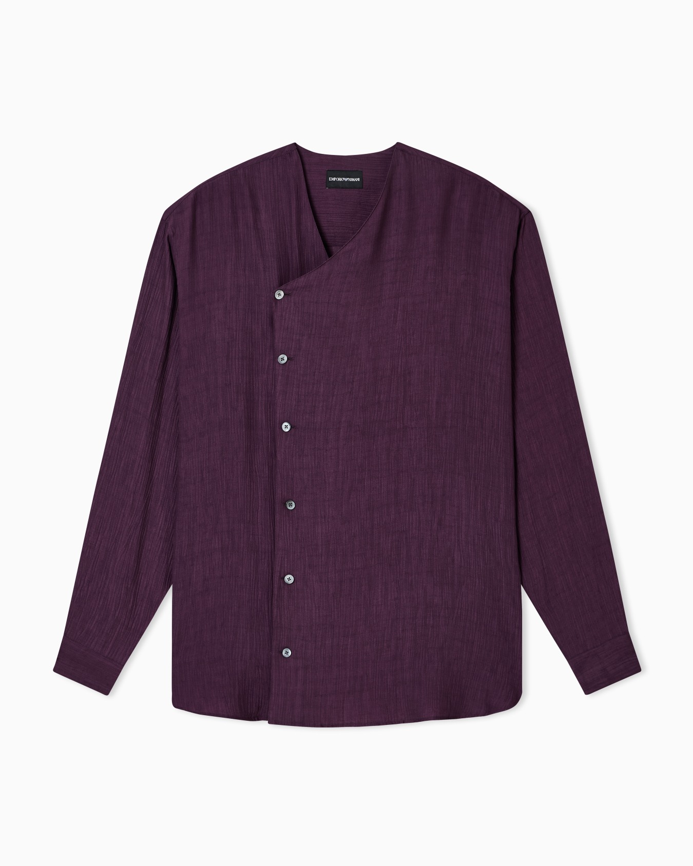 Shirt with off-centre closure in crêpe fabric Slide 0