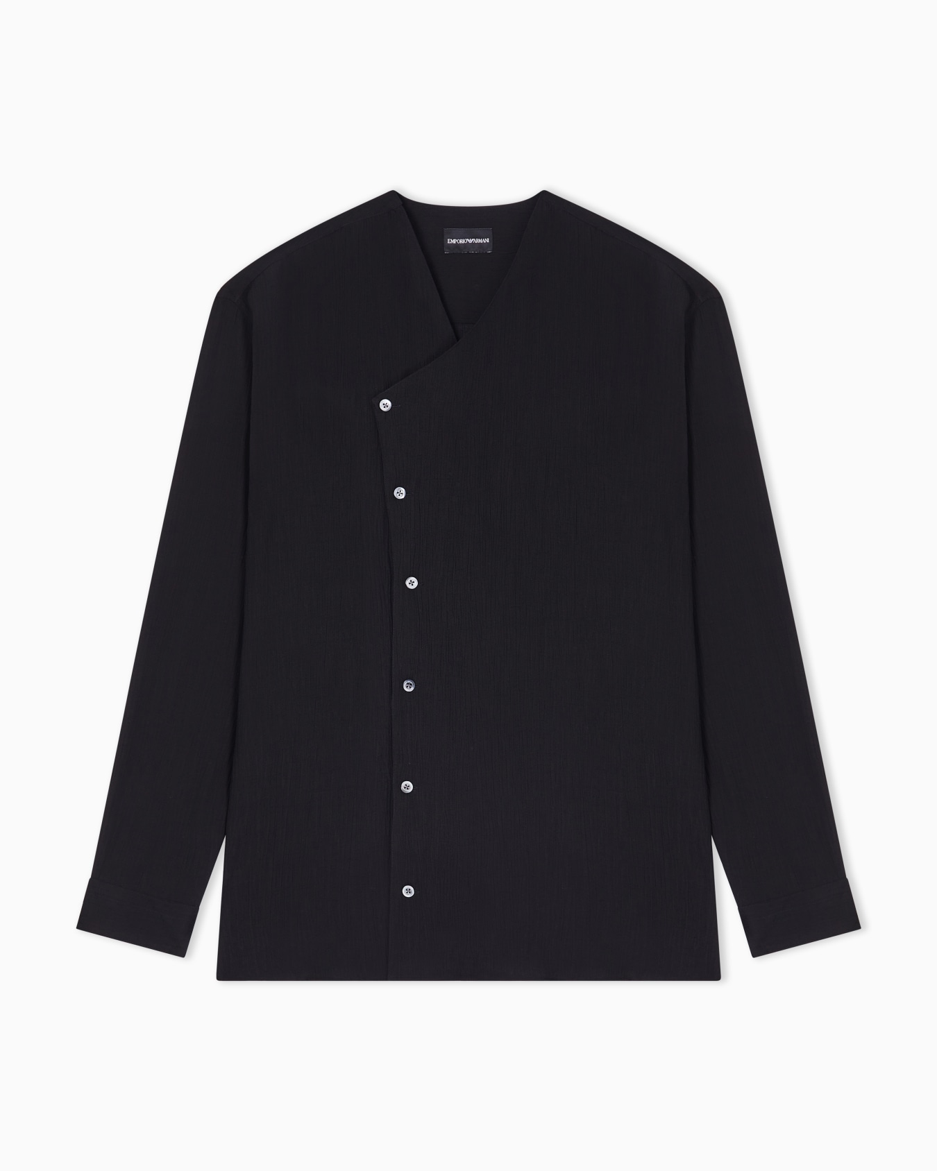 Shirt with off-centre closure in crêpe fabric Slide 0