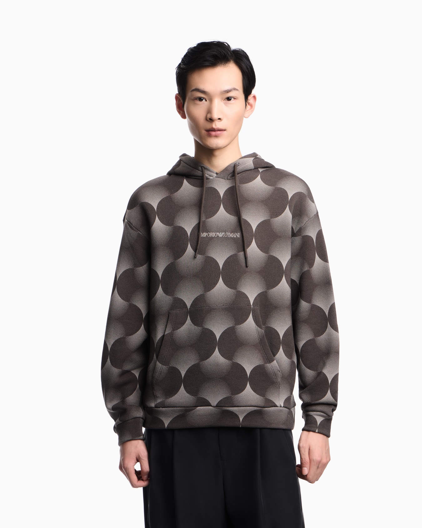 Sudadera con capucha de punto con estampado óptico Diapositiva 3