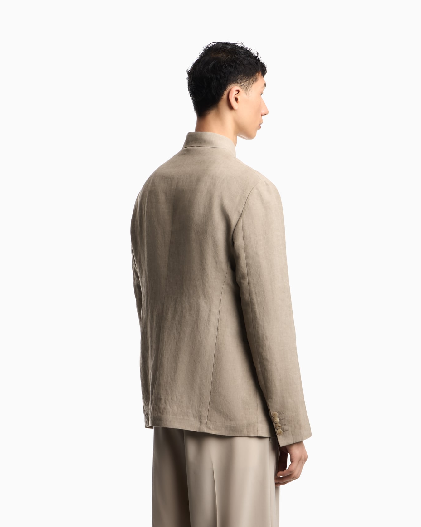 Guru collar jacket in faded linen-blend crêpe Slide 5