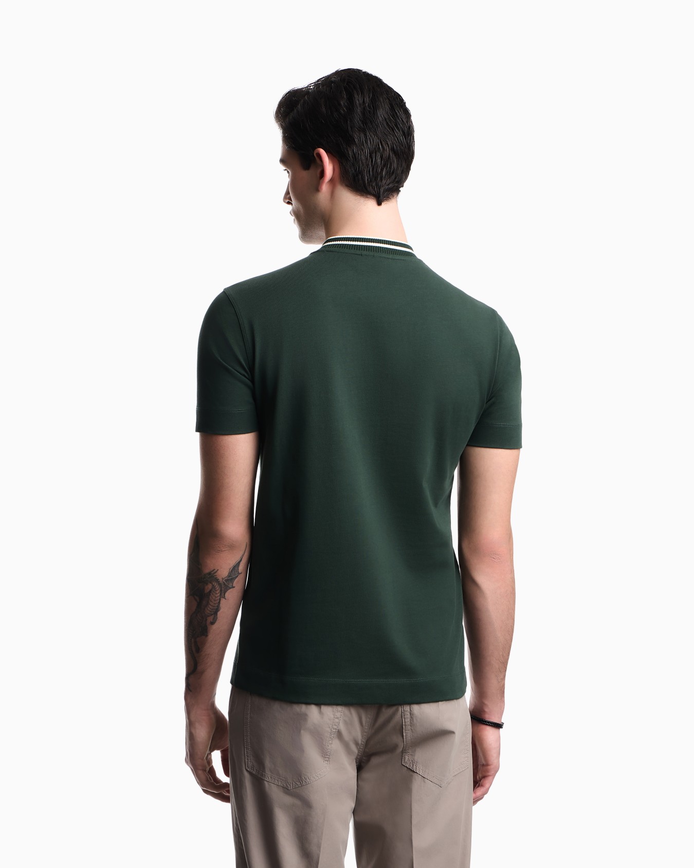 Slim-fit heavy jersey T-shirt with signature logo embroidery Diapositiva 2