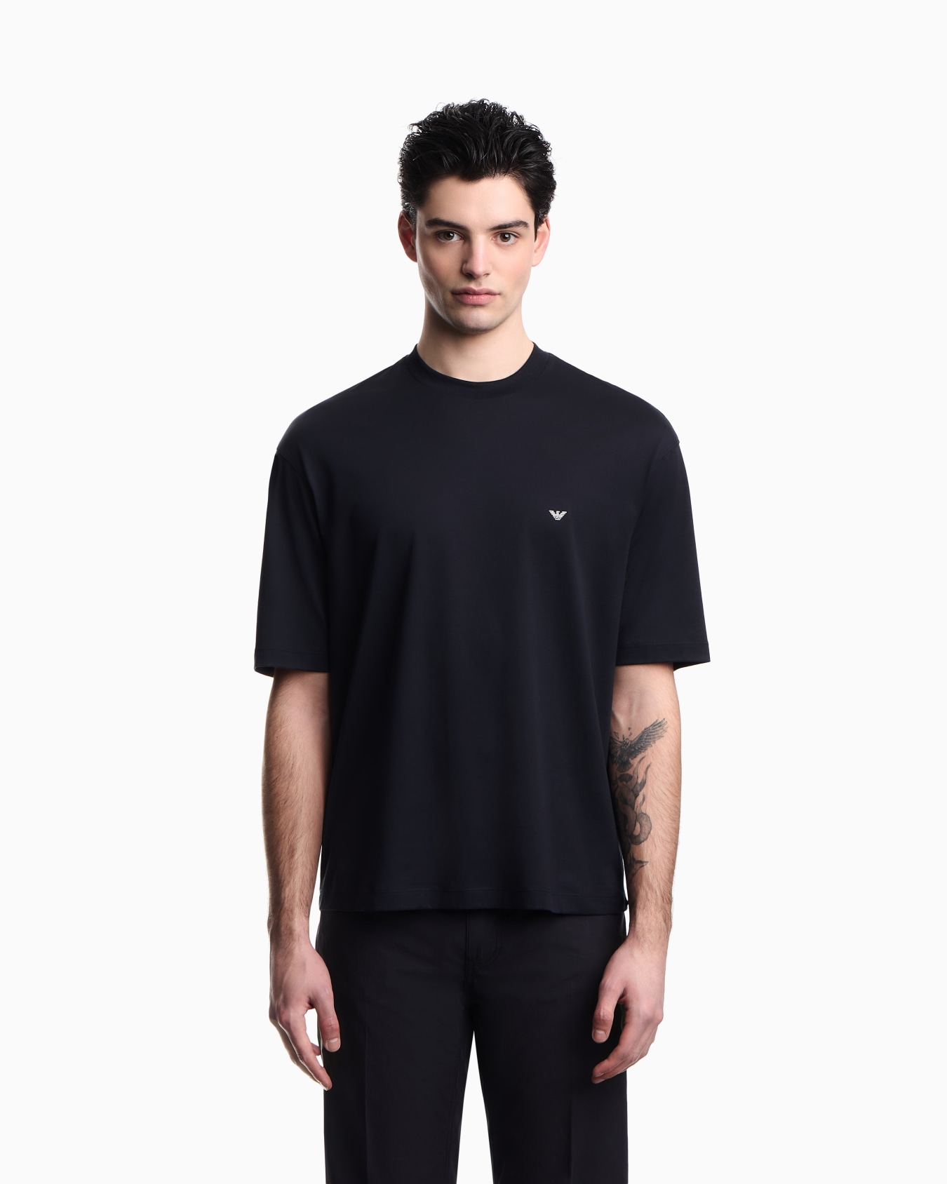 Over-fit jersey T-shirt with used-effect logo print Diapositiva 3