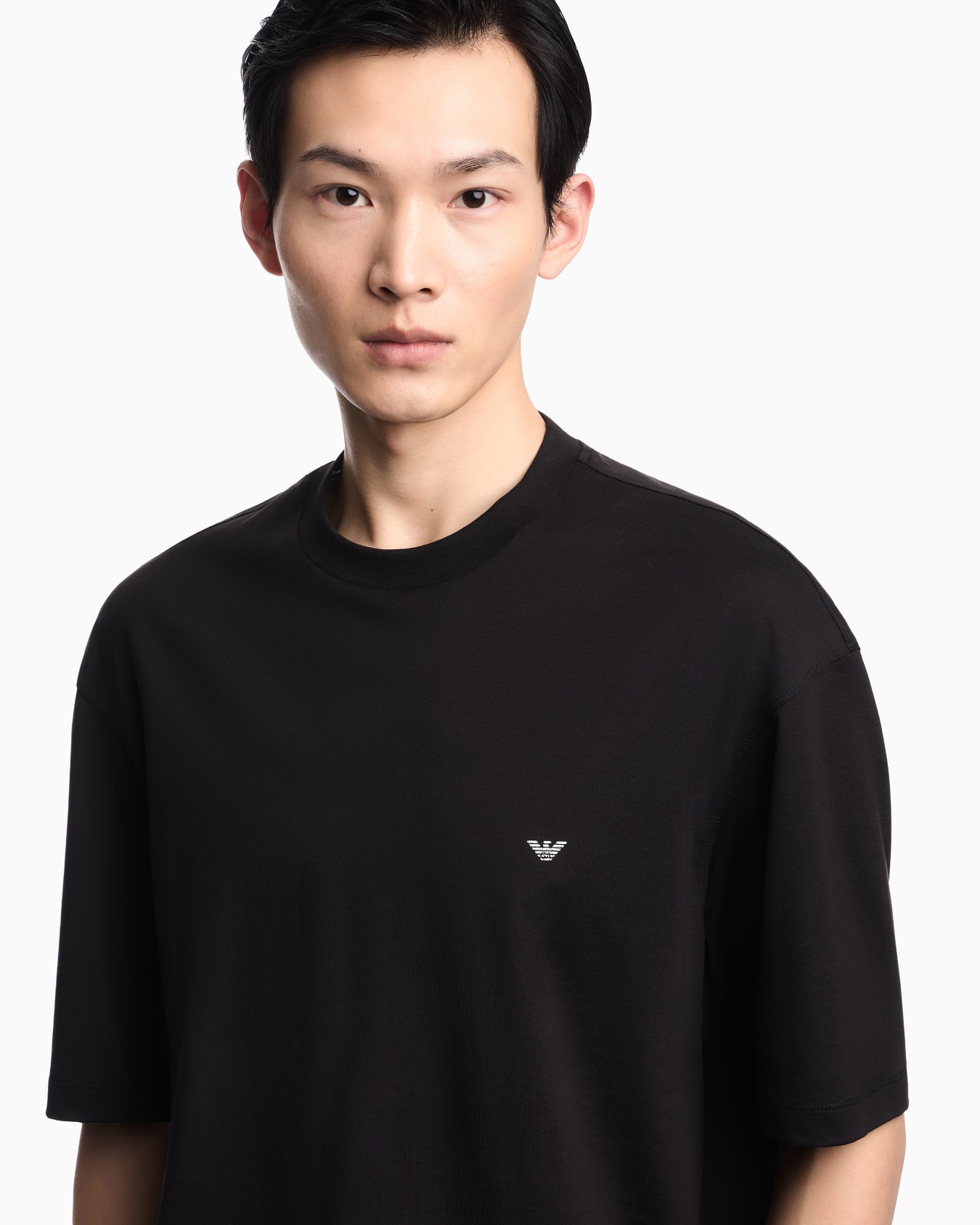 T-shirt over fit in jersey con stampa logo effetto used Slide 4