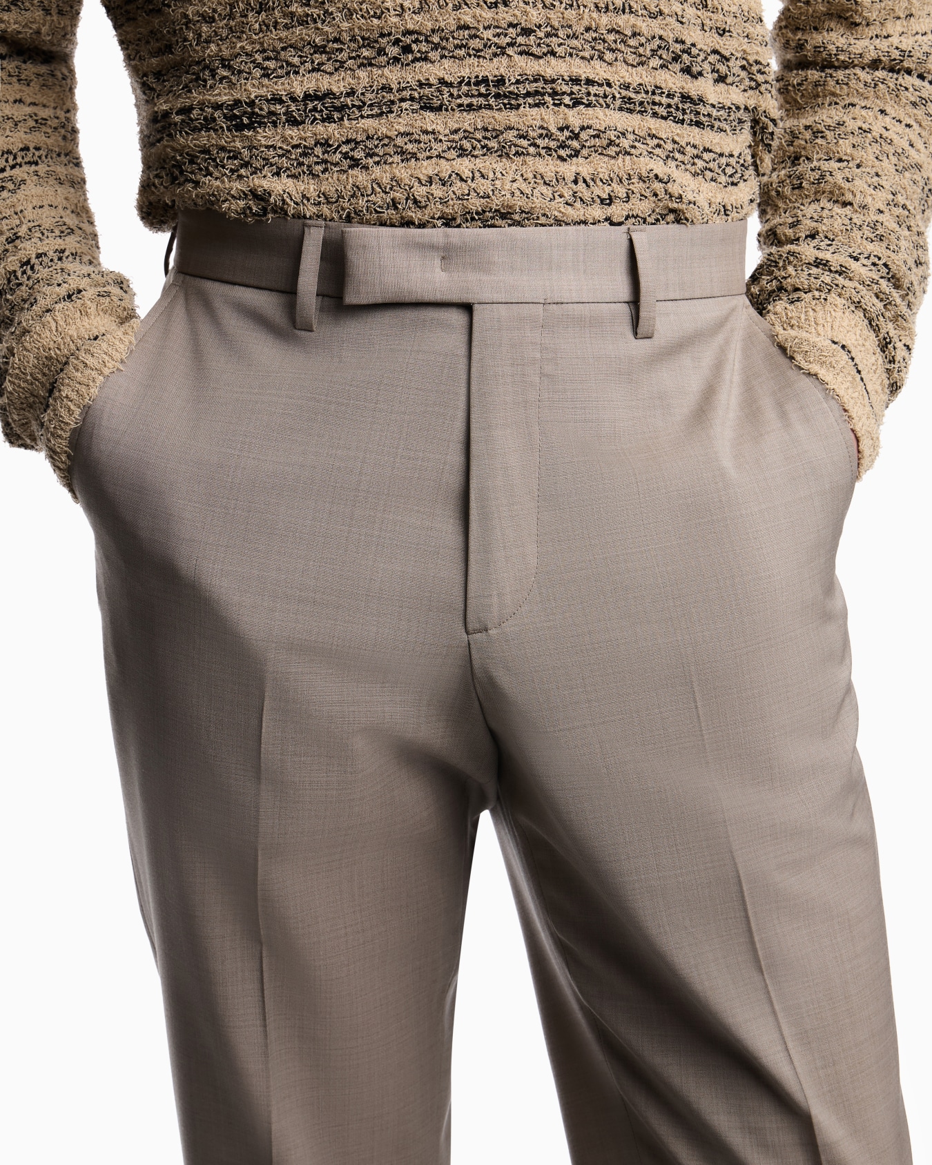 Trousers in natural stretch tropical light wool Slide 4