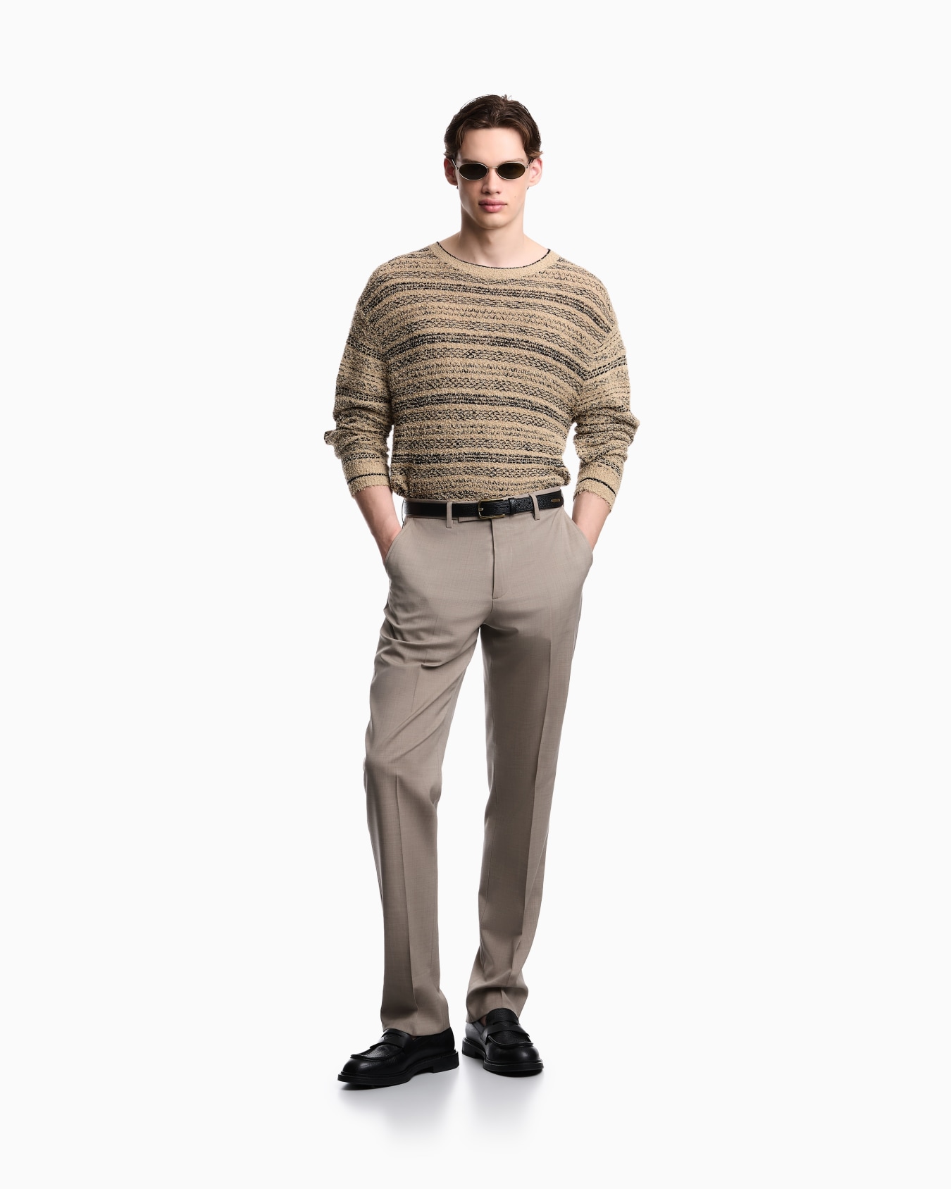 Trousers in natural stretch tropical light wool Slide 1