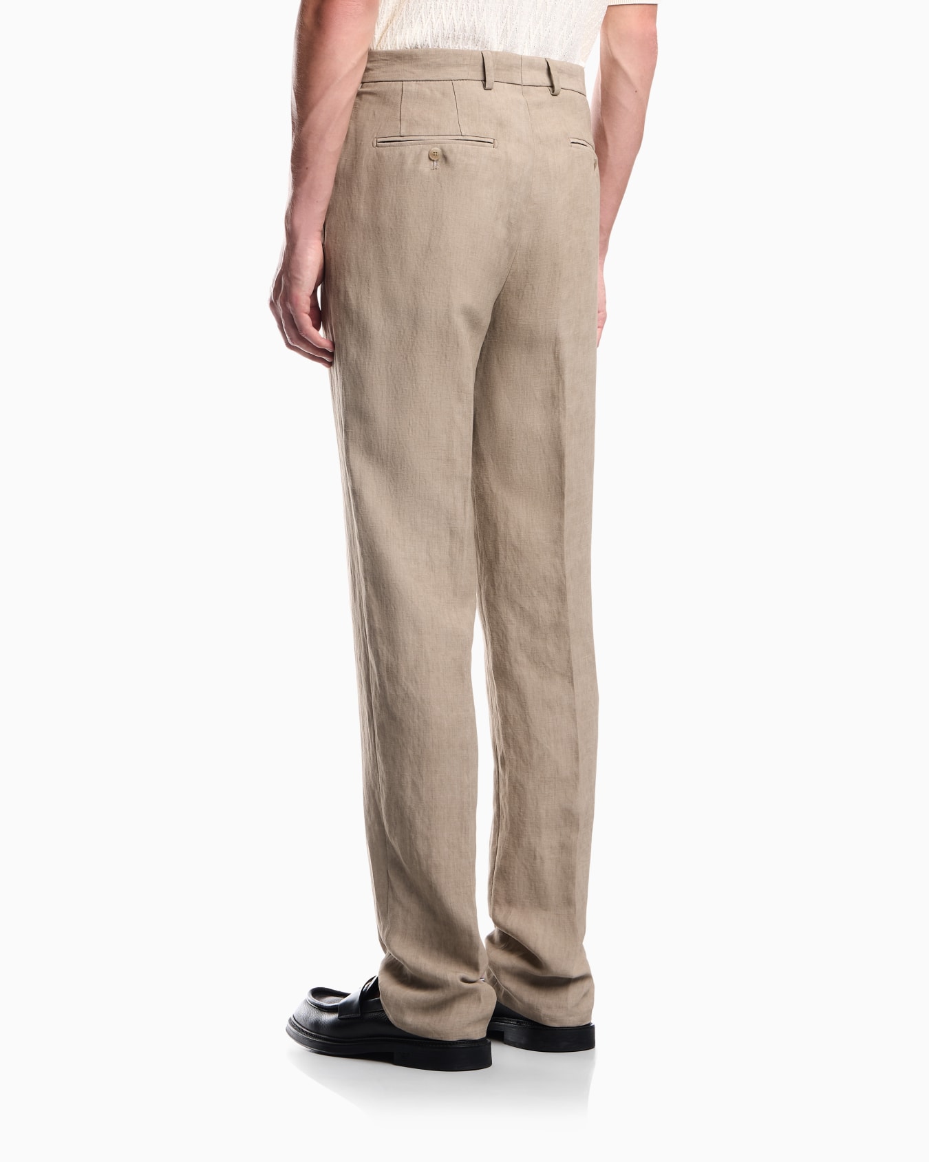 Faded effect linen-blend crêpe trousers Slide 5