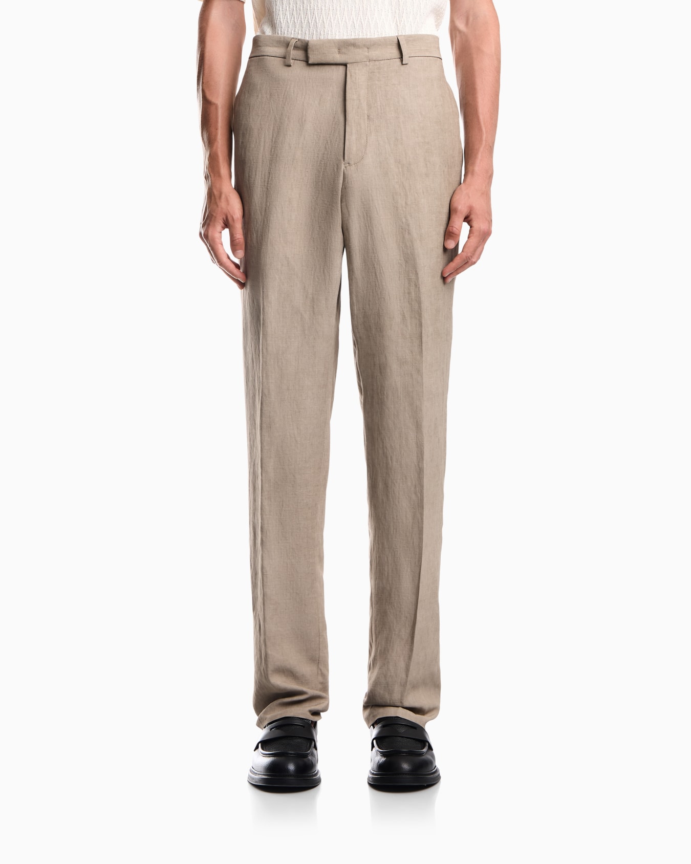 Faded effect linen-blend crêpe trousers Slide 3