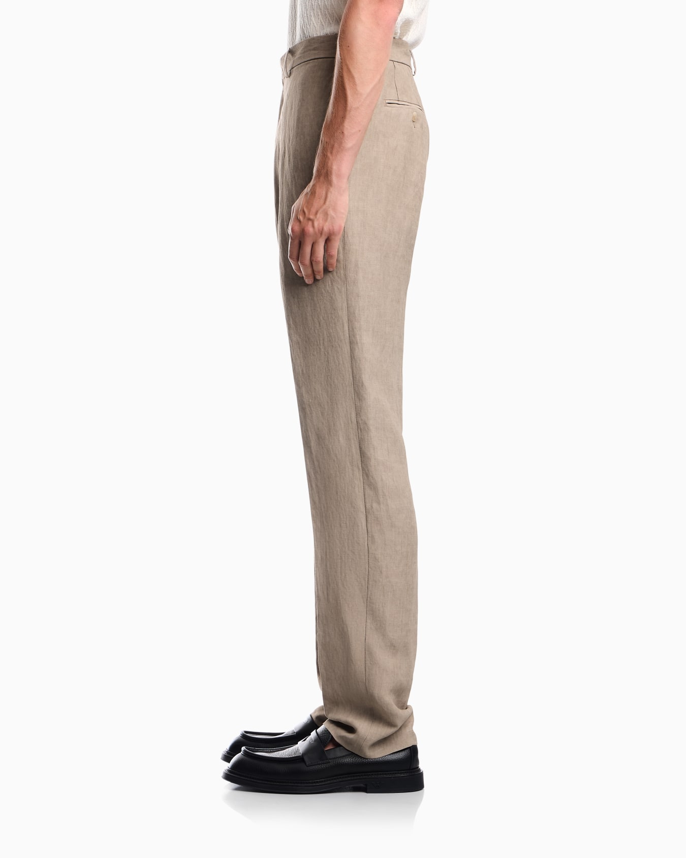 Faded effect linen-blend crêpe trousers Slide 7