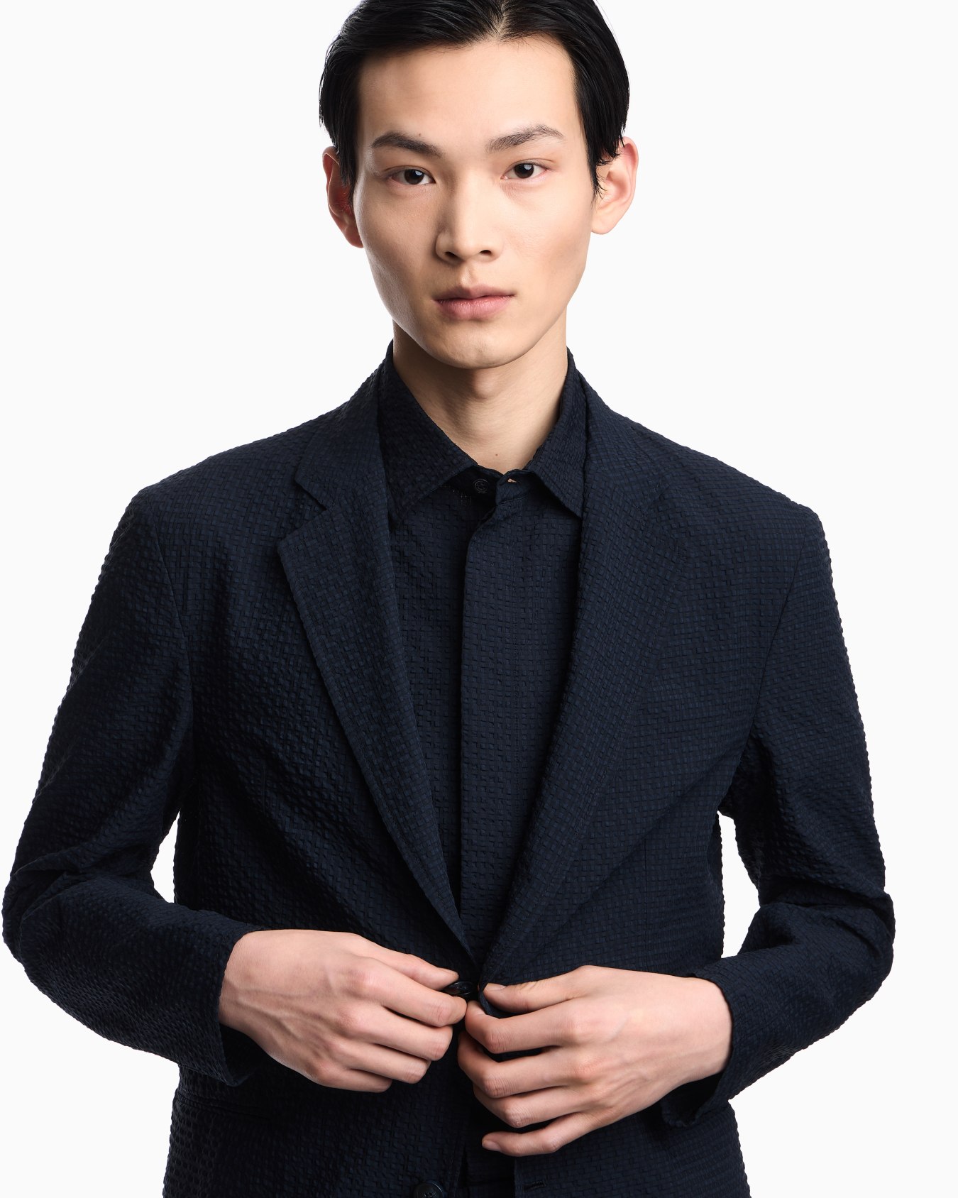 Icon printed technical-seersucker single-breasted jacket Slide 4