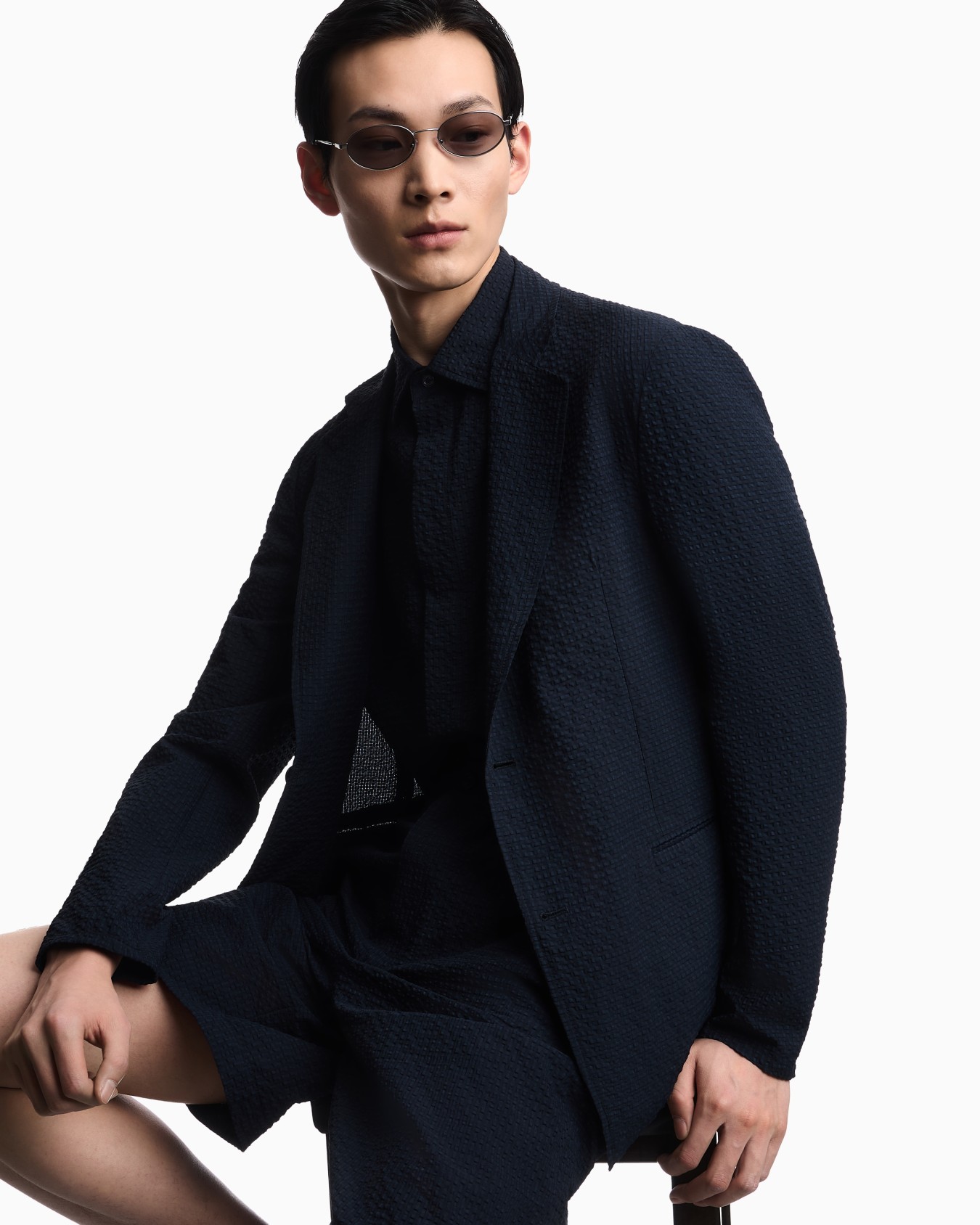 Icon printed technical-seersucker single-breasted jacket Slide 5