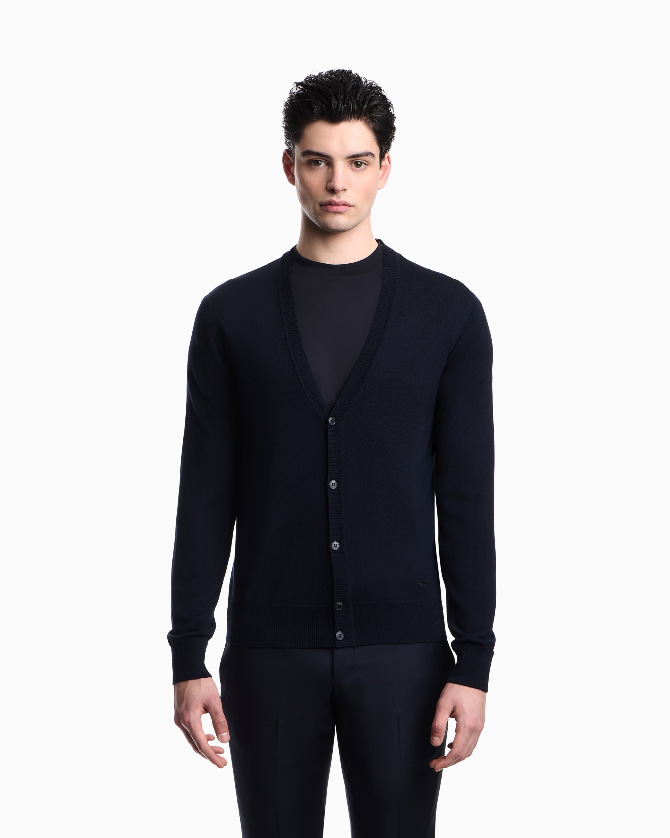 Pure virgin wool V-neck cardigan Slide 3
