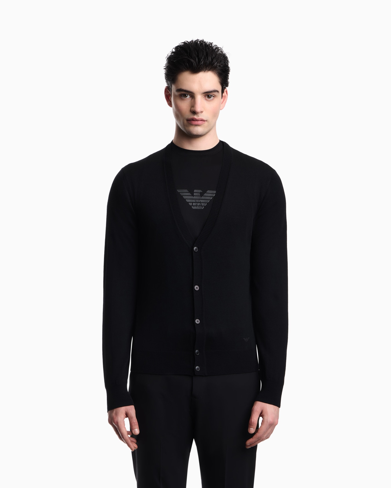 Pure virgin wool V-neck cardigan Slide 3