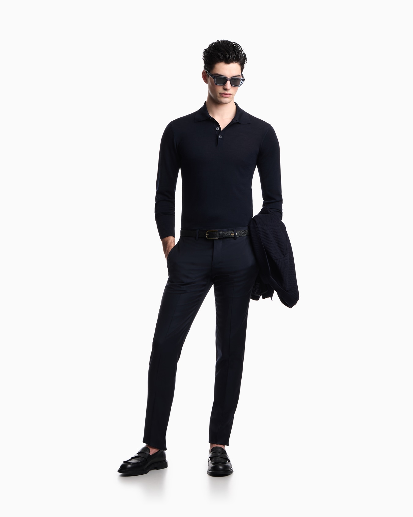 Pure virgin-wool jumper with polo-shirt collar Slide 1