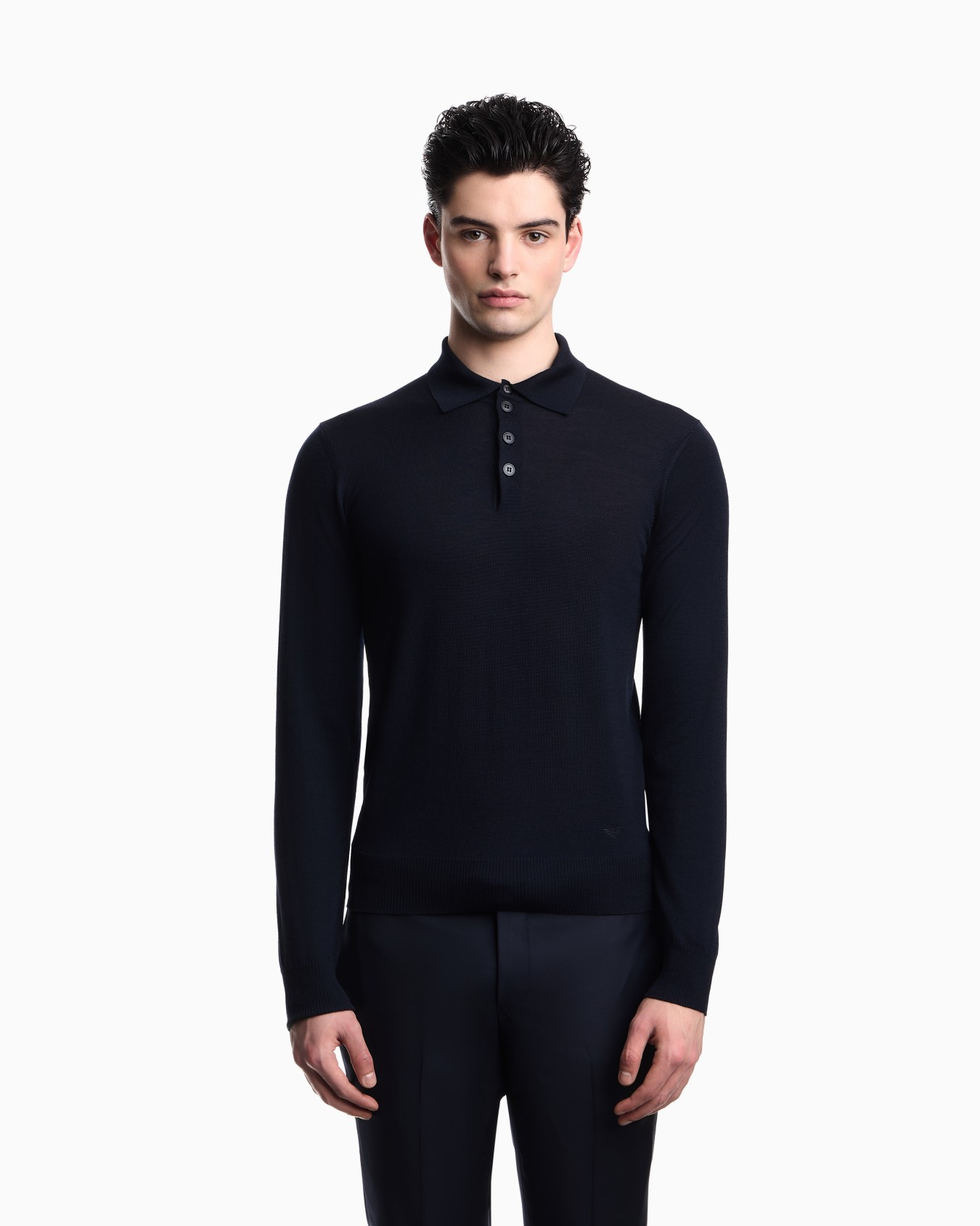 Pure virgin-wool jumper with polo-shirt collar Slide 3