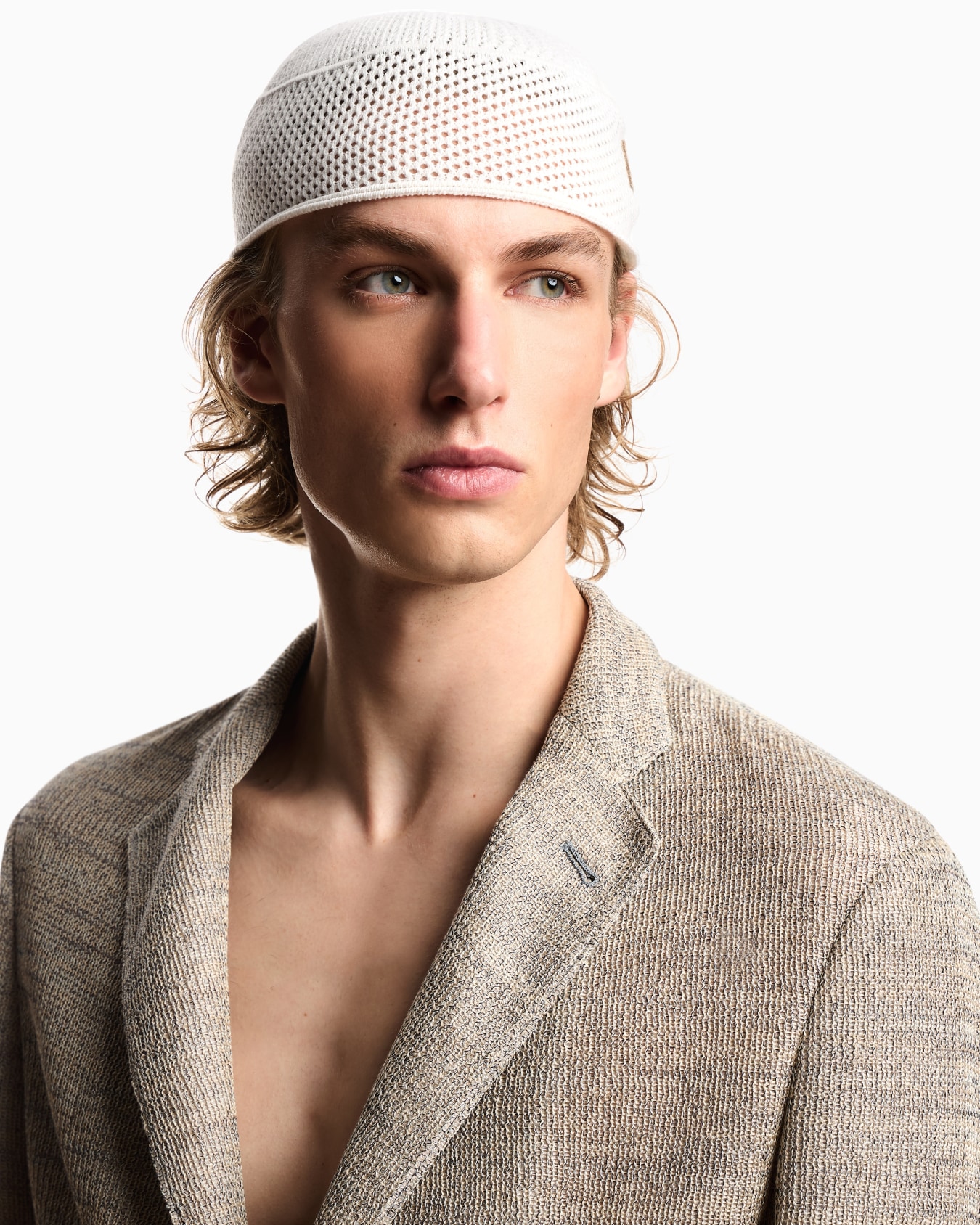 Gorro de mezcla de lino perforado Icon Diapositiva 2