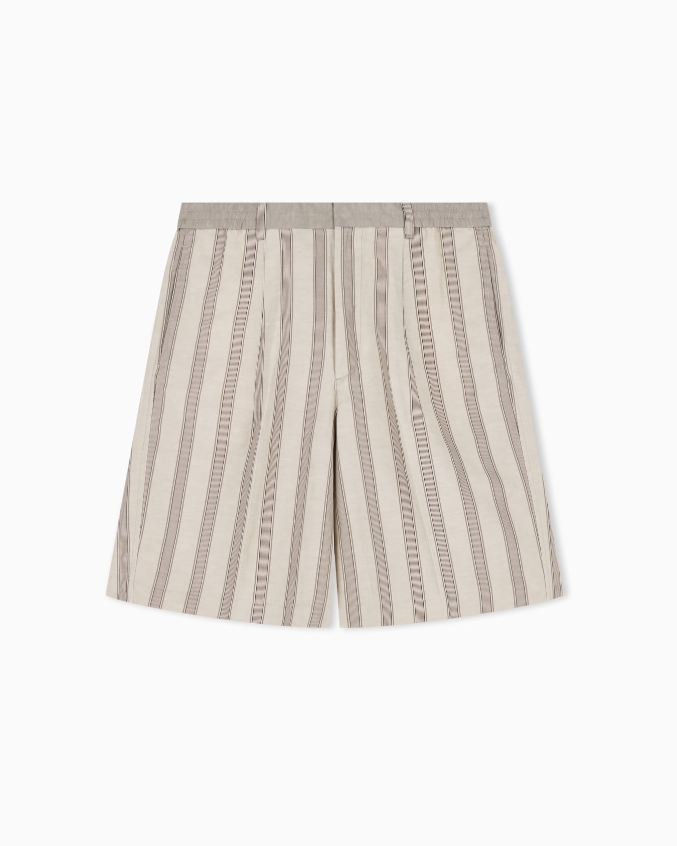 バミューダパンツ リネン混紡 オールオーバーパターン スライドする 0