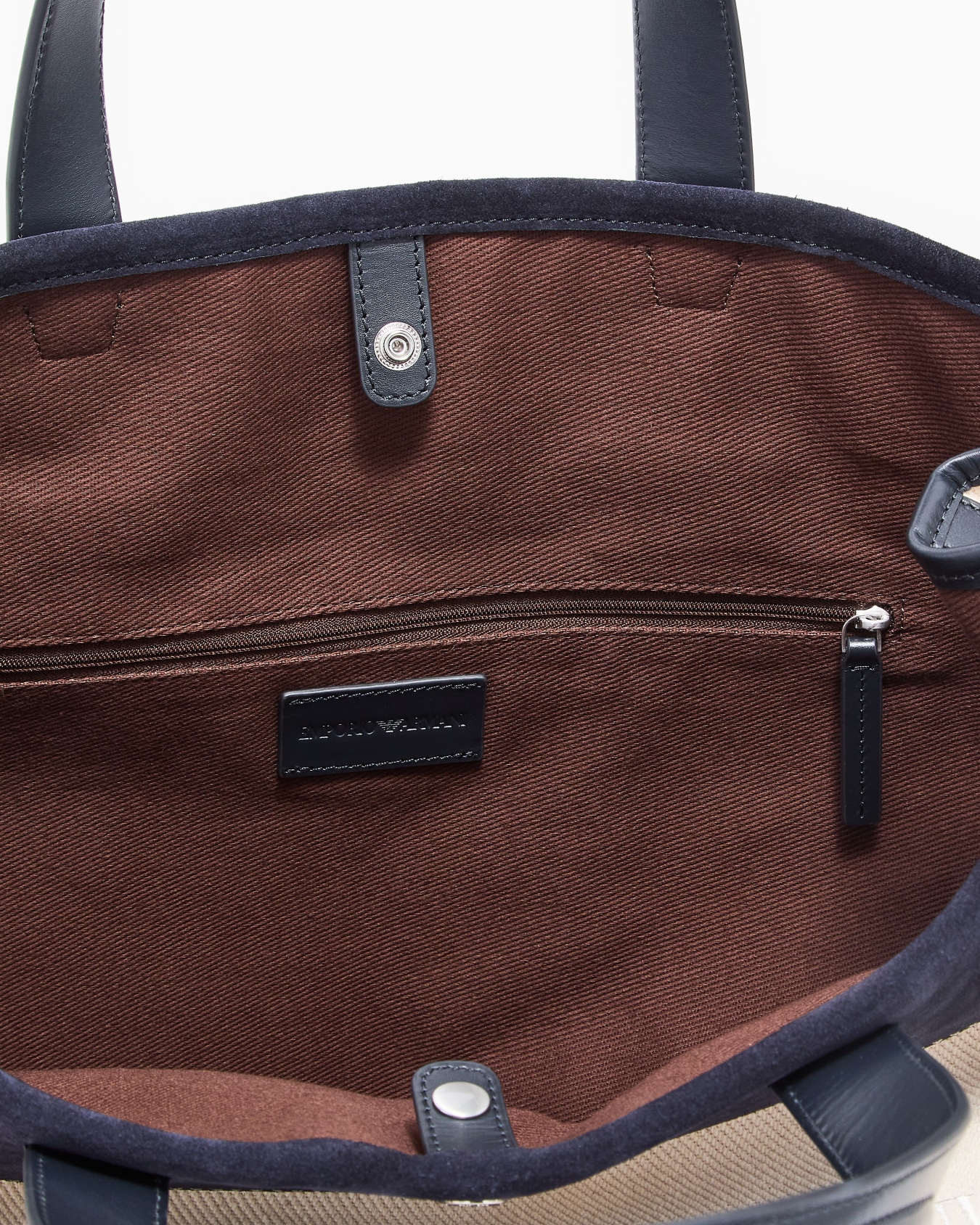 Canvas shopper bag with leather details Slide 3