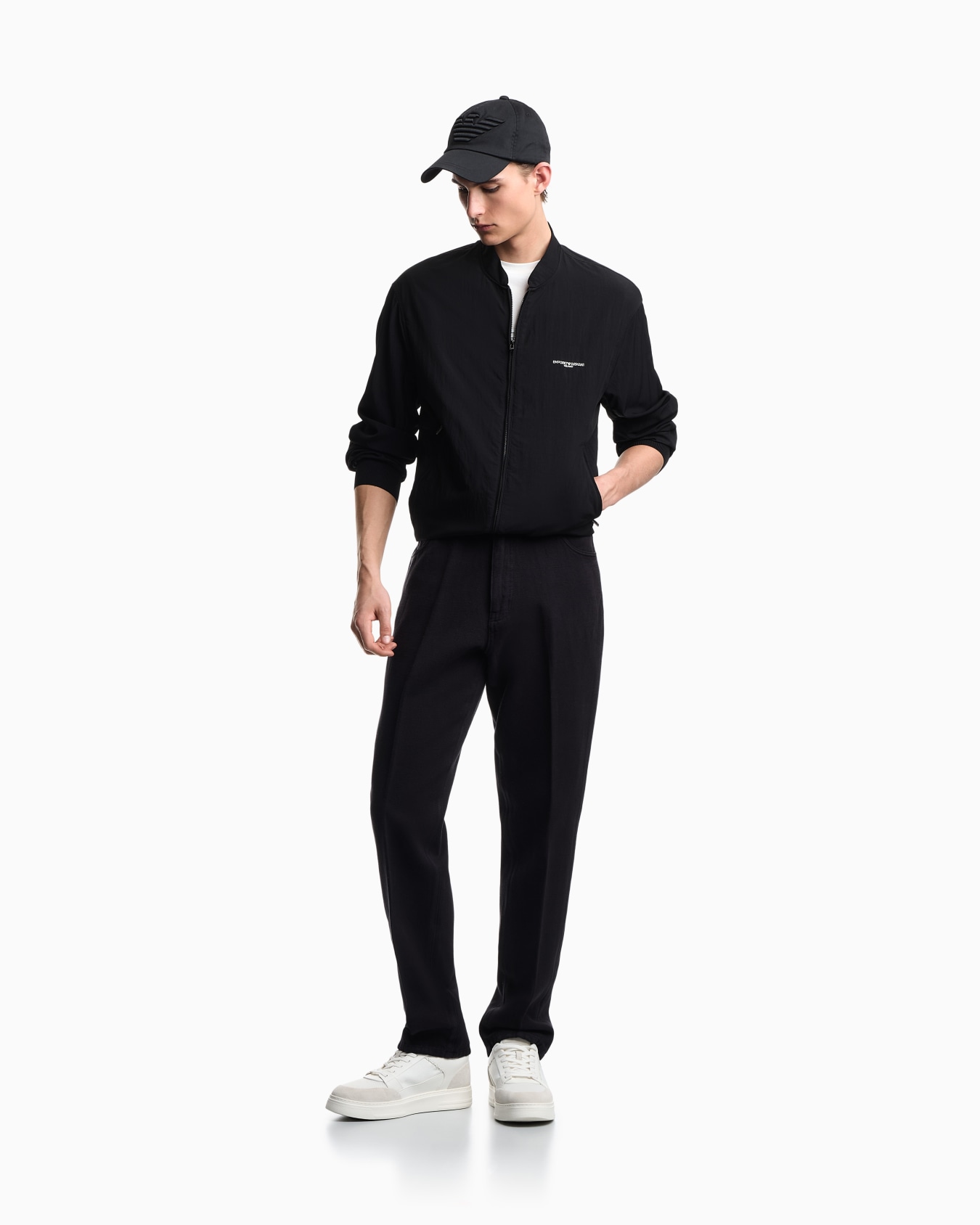 Nylon blouson with micro logo embroidery Slide 1