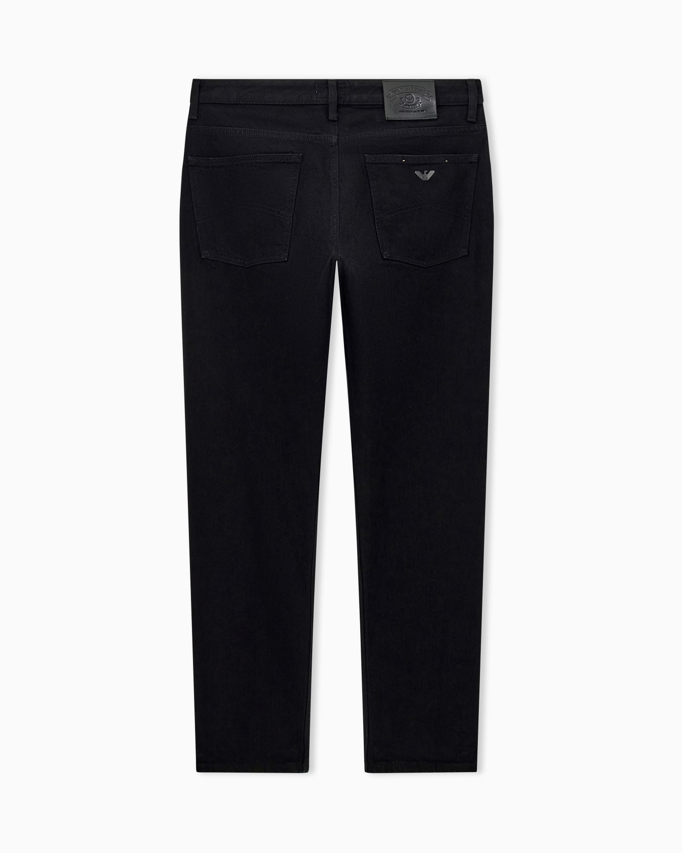 Slim fit five-pocket denim jeans with metal logo Slide 1