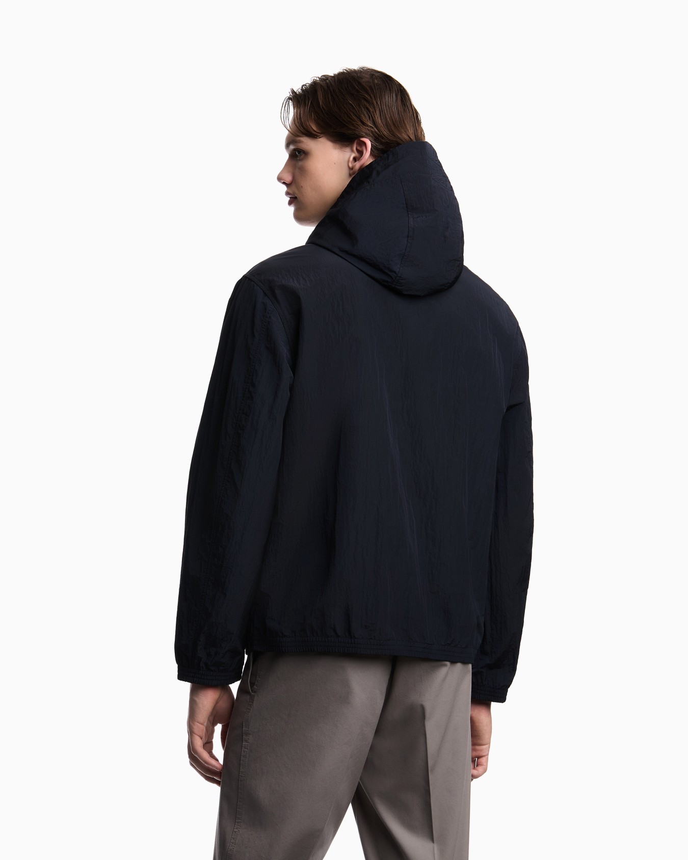 フード付きブルゾン クリンクルナイロン フレンチブルドッグパッチ スライドする 3