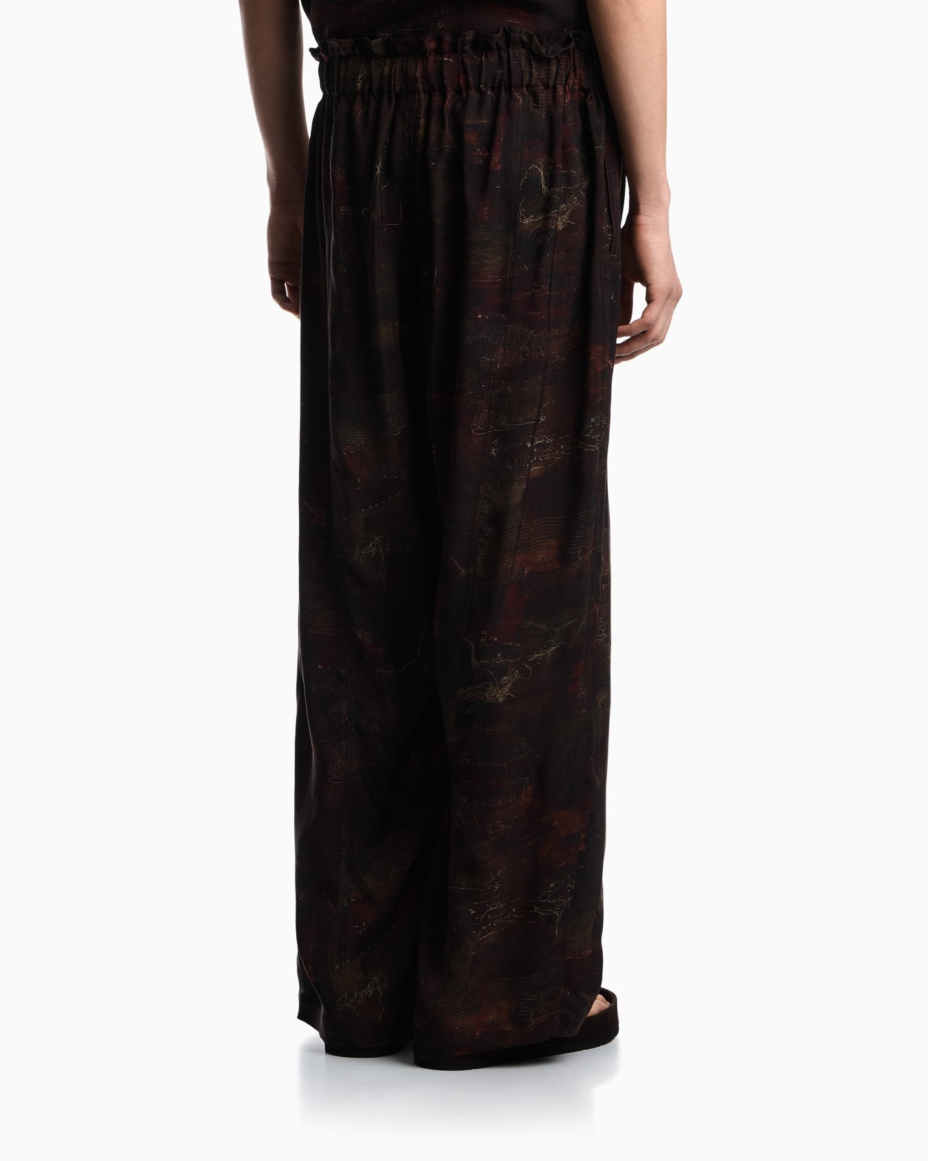 Pantaloni in twill di cupro stampa all over Slide 5