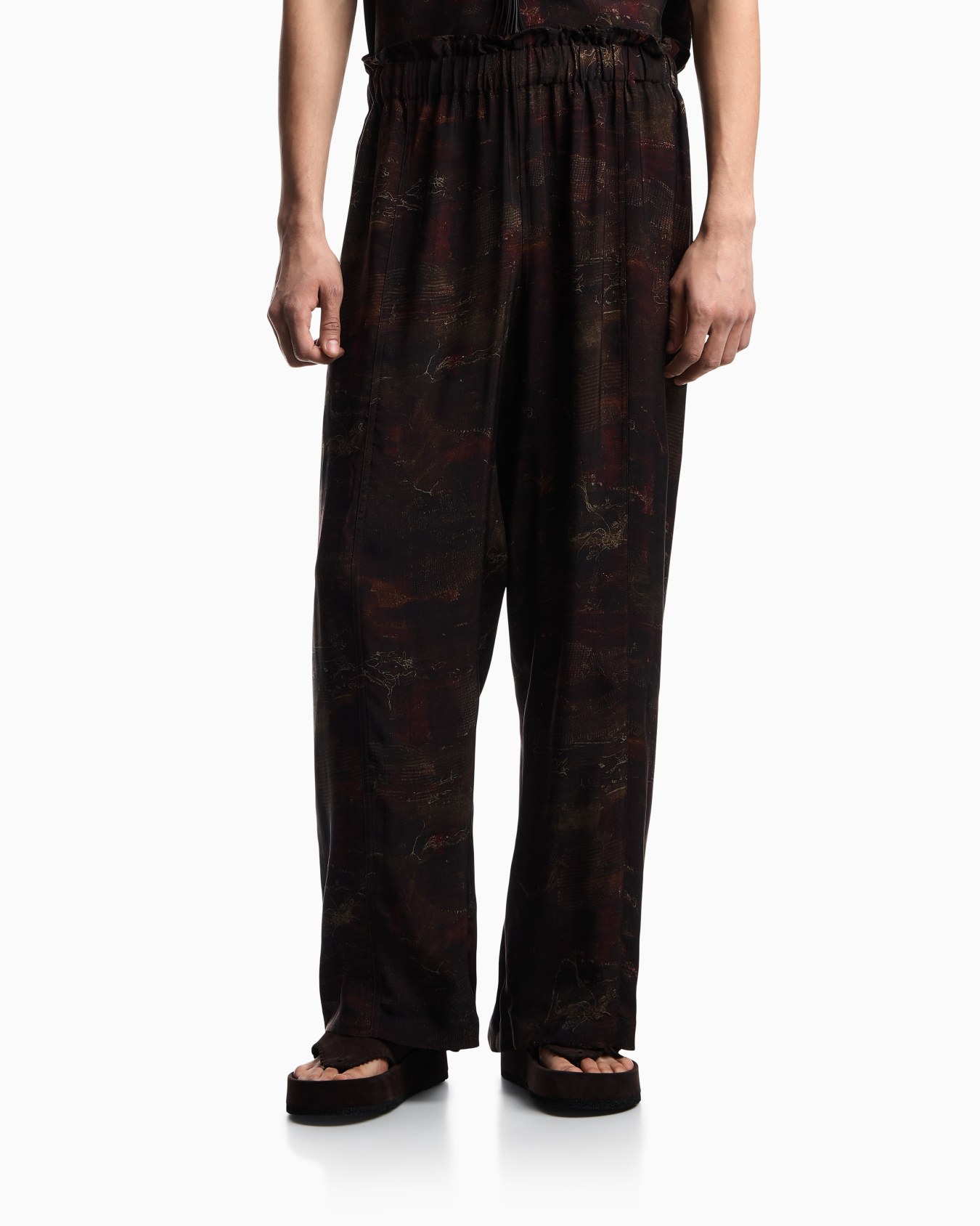 Pantaloni in twill di cupro stampa all over Slide 3