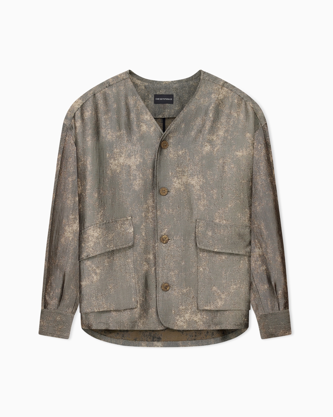 Shirt jacket in fluid jacquard fabric Slide 0