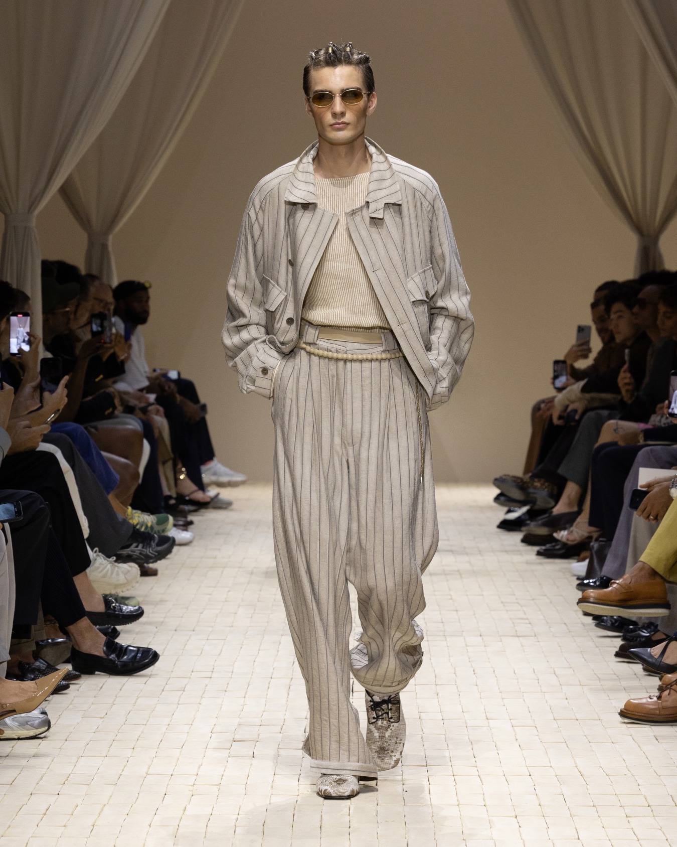 Blouson in cold-dyed canneté fabric Slide 1