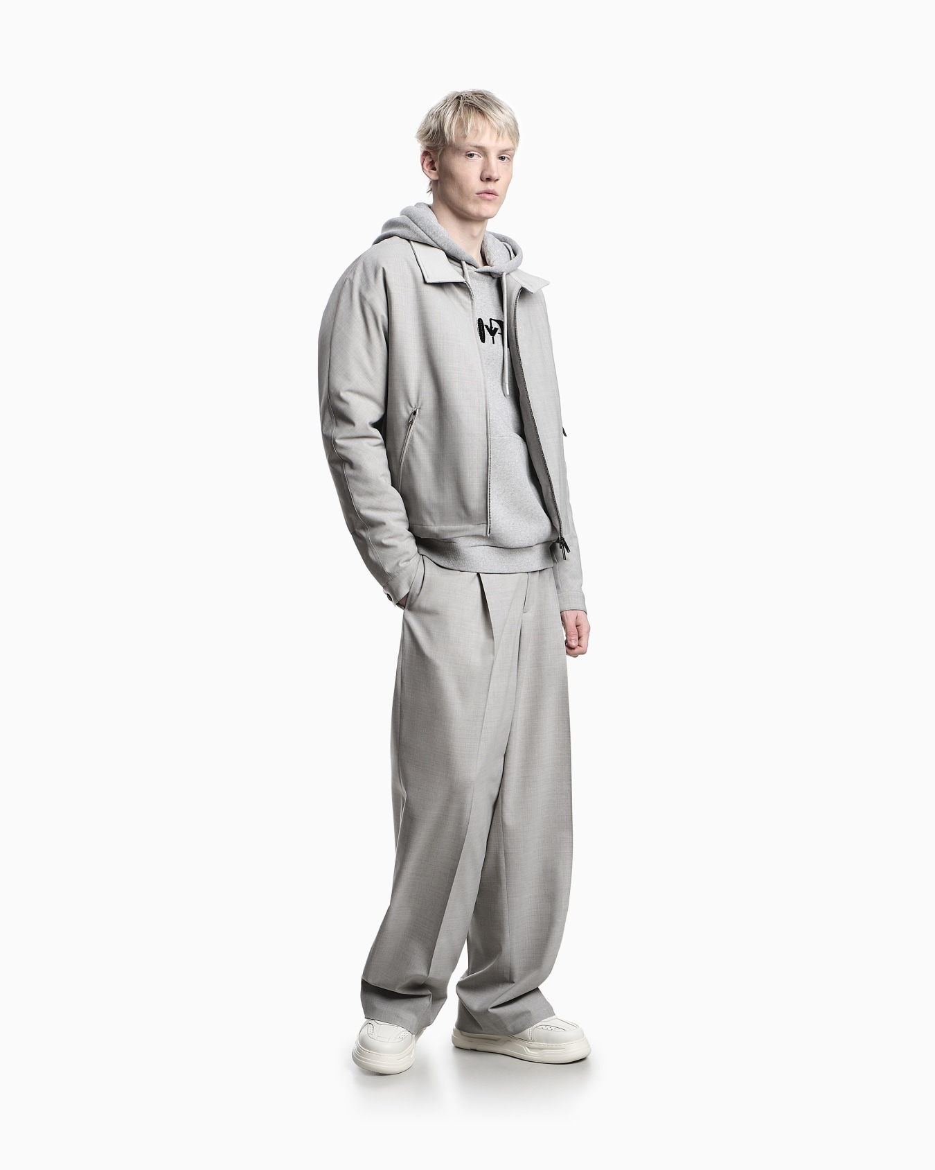 Soft touch jersey hoodie with flock logo Slide 2