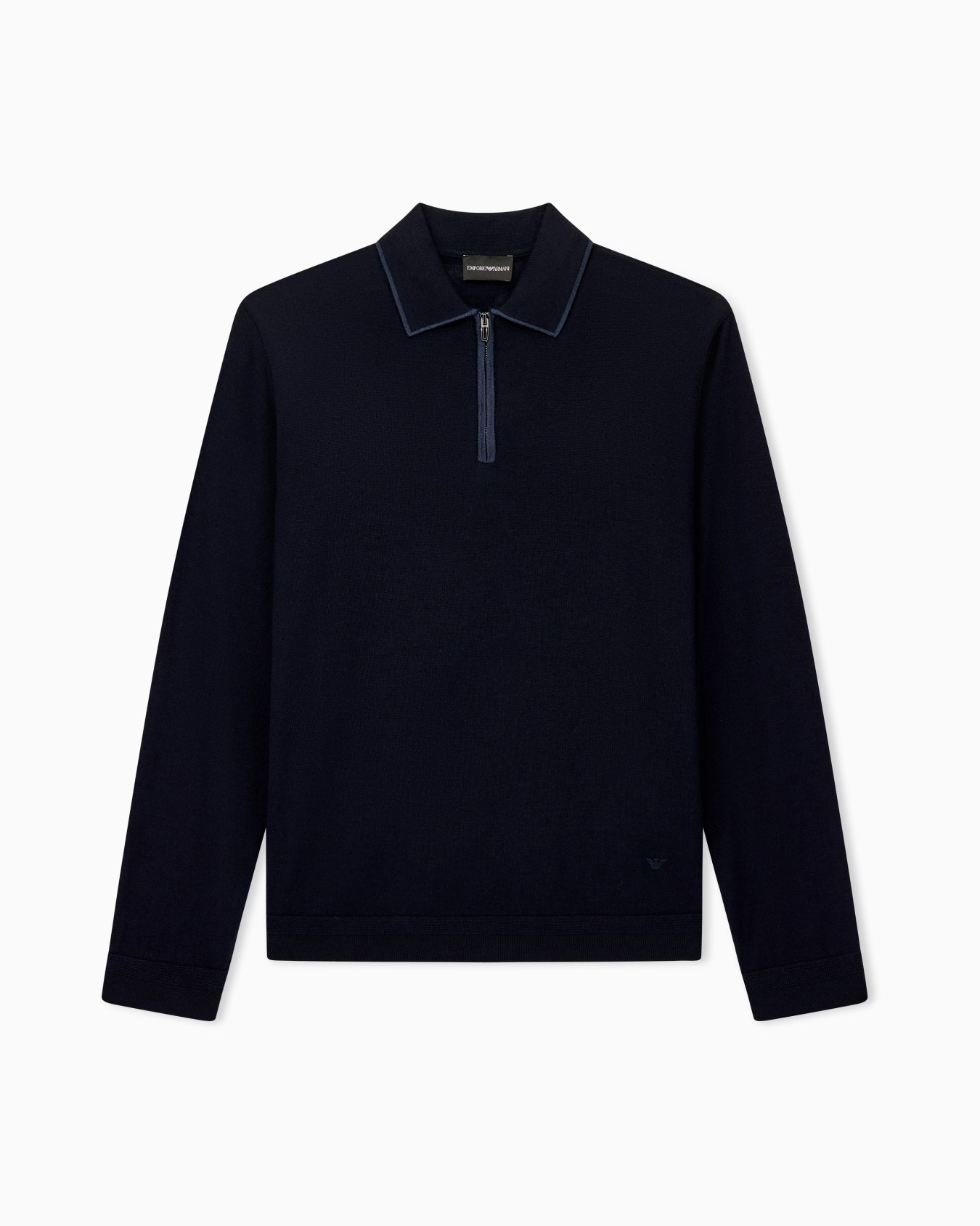 Pullover Essential in virgin wool jersey with a half zip Slide 0