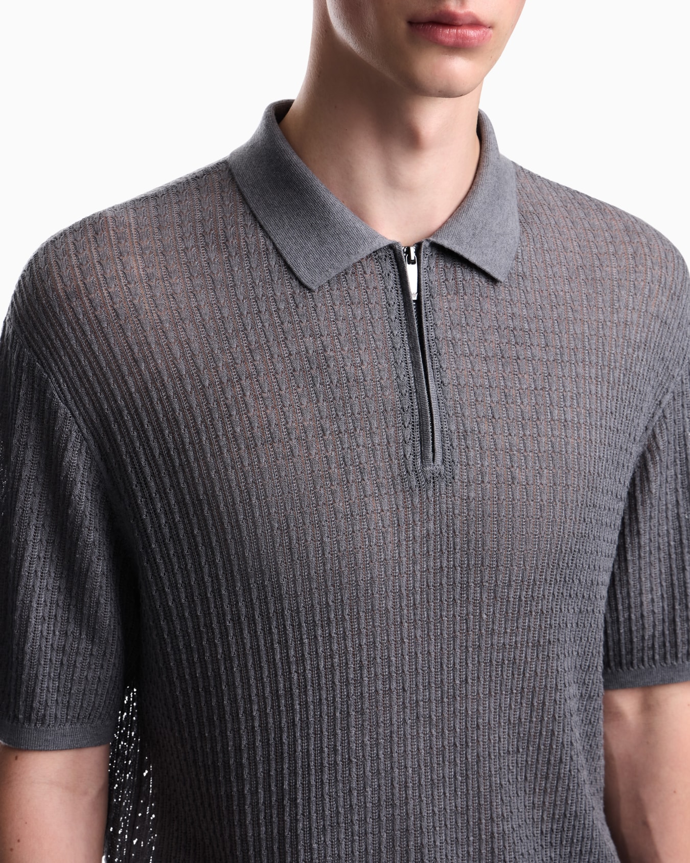 Pointelle pullover in lyocell with virgin wool and silk Slide 6