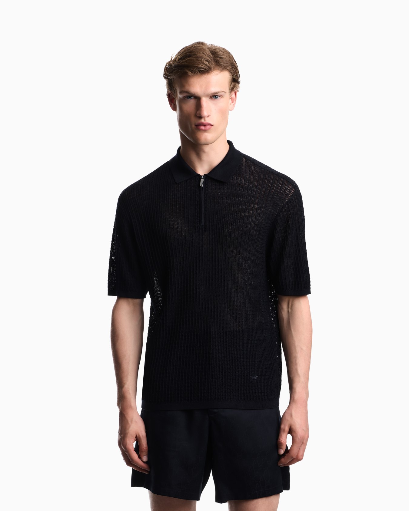 Pointelle pullover in lyocell with virgin wool and silk Slide 3