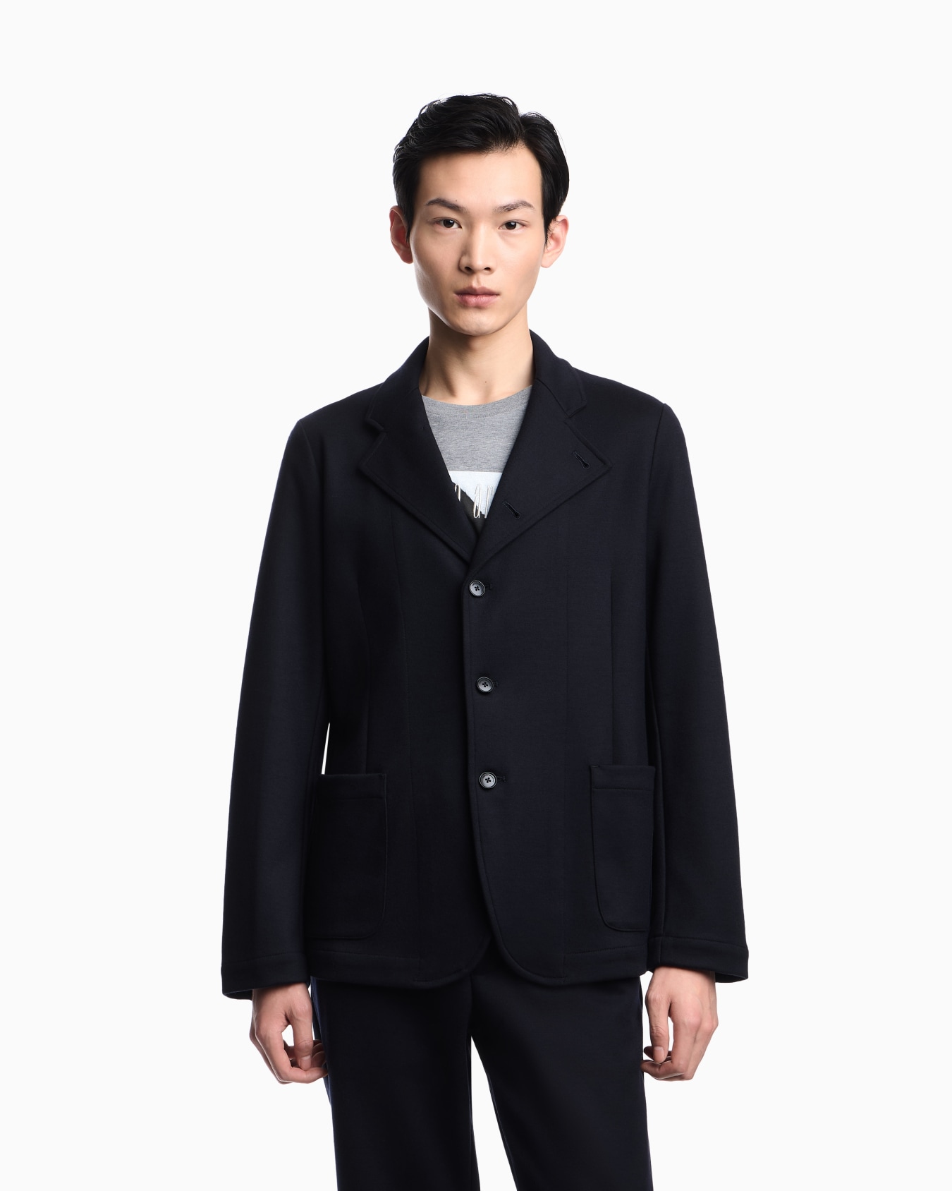 Icon guru-collar wool-blend jacket with off-centre fastening Slide 3