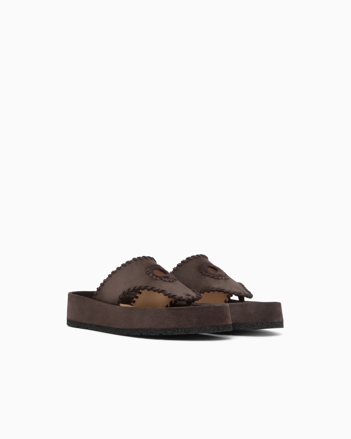 Velour suede flip-flop sandals Slide 1