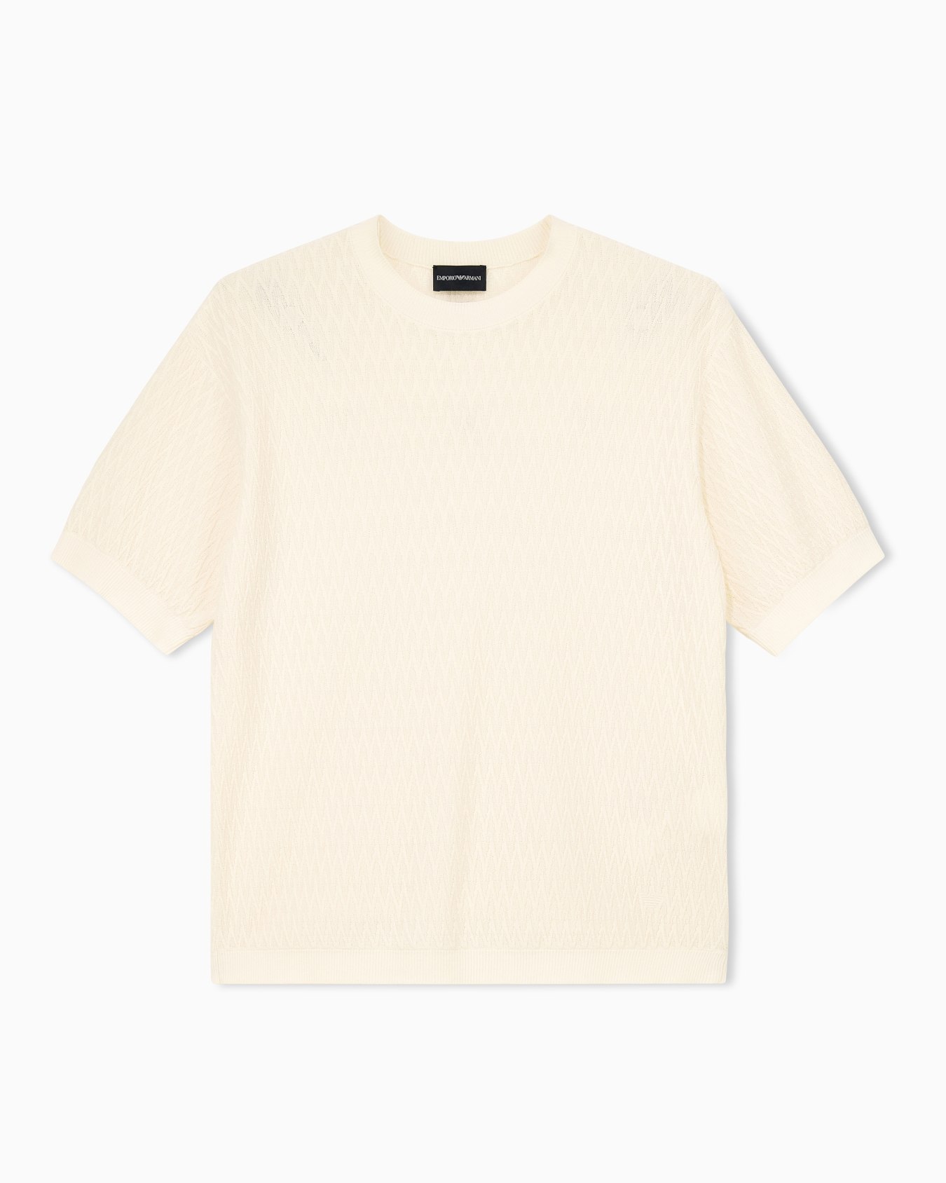 Cotton pullover in chevron jacquard with a regular fit Slide 0