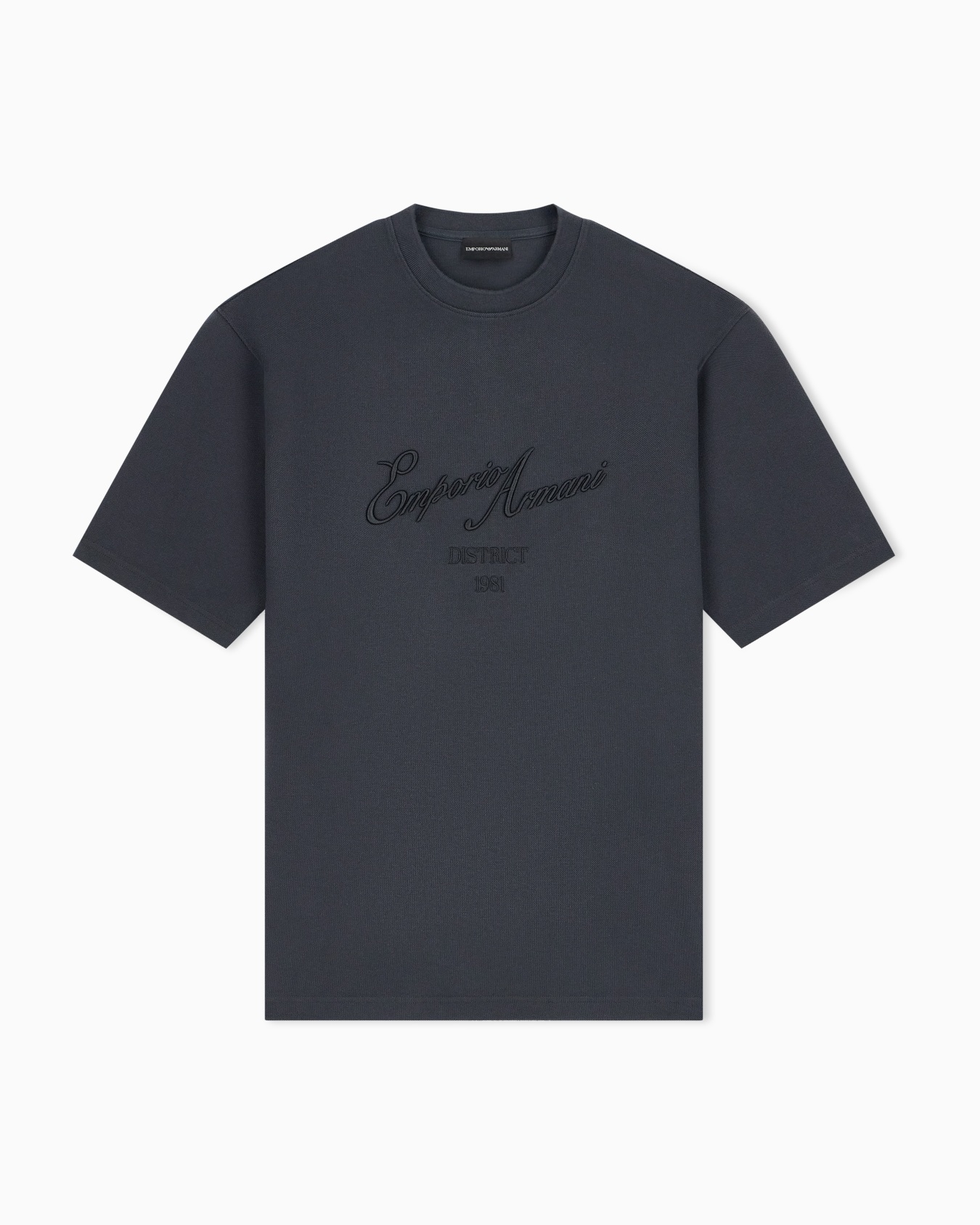 Piqué jersey T-shirt with embroidered raised logo Slide 0