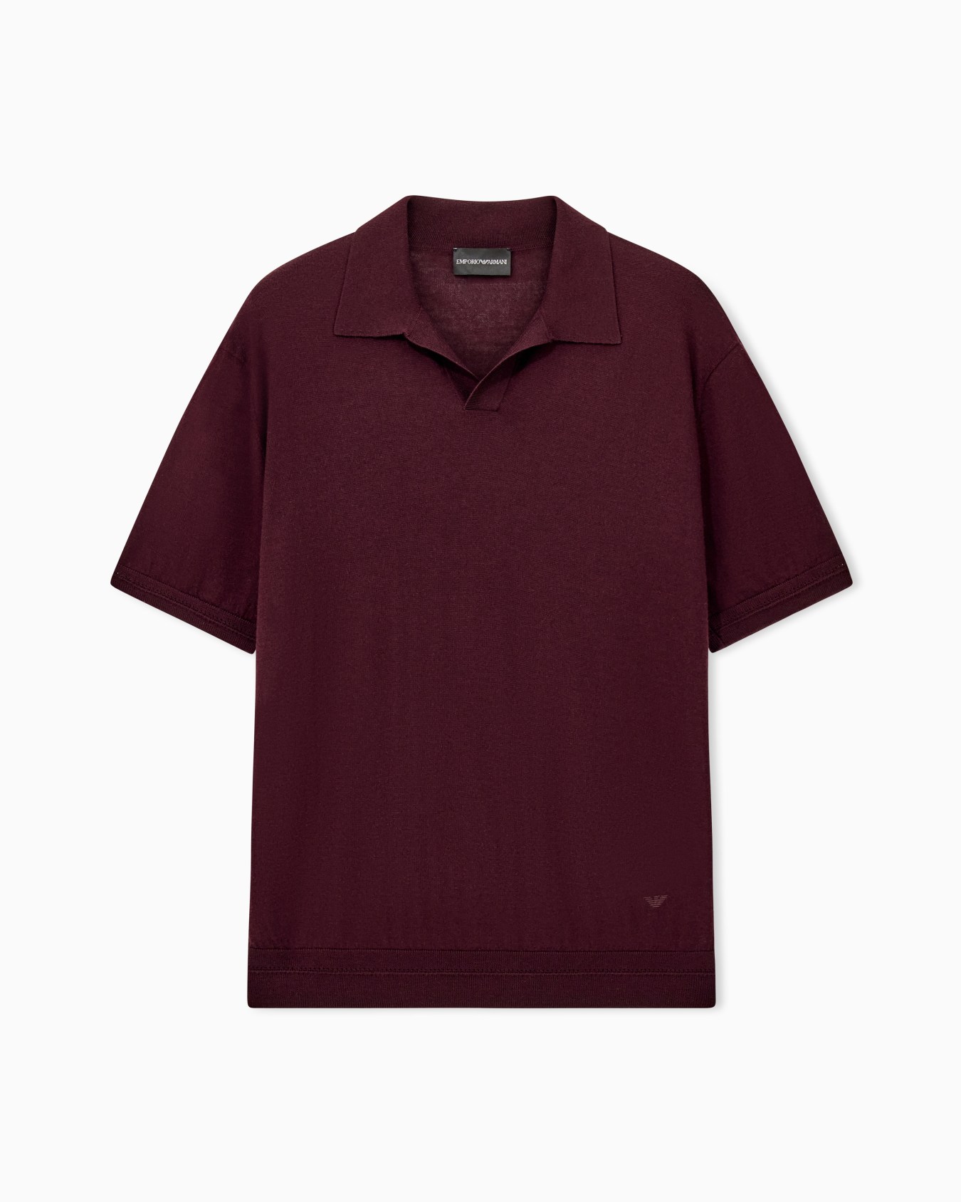 Polo shirt in virgin wool and silk knit with short sleeves Slide 0