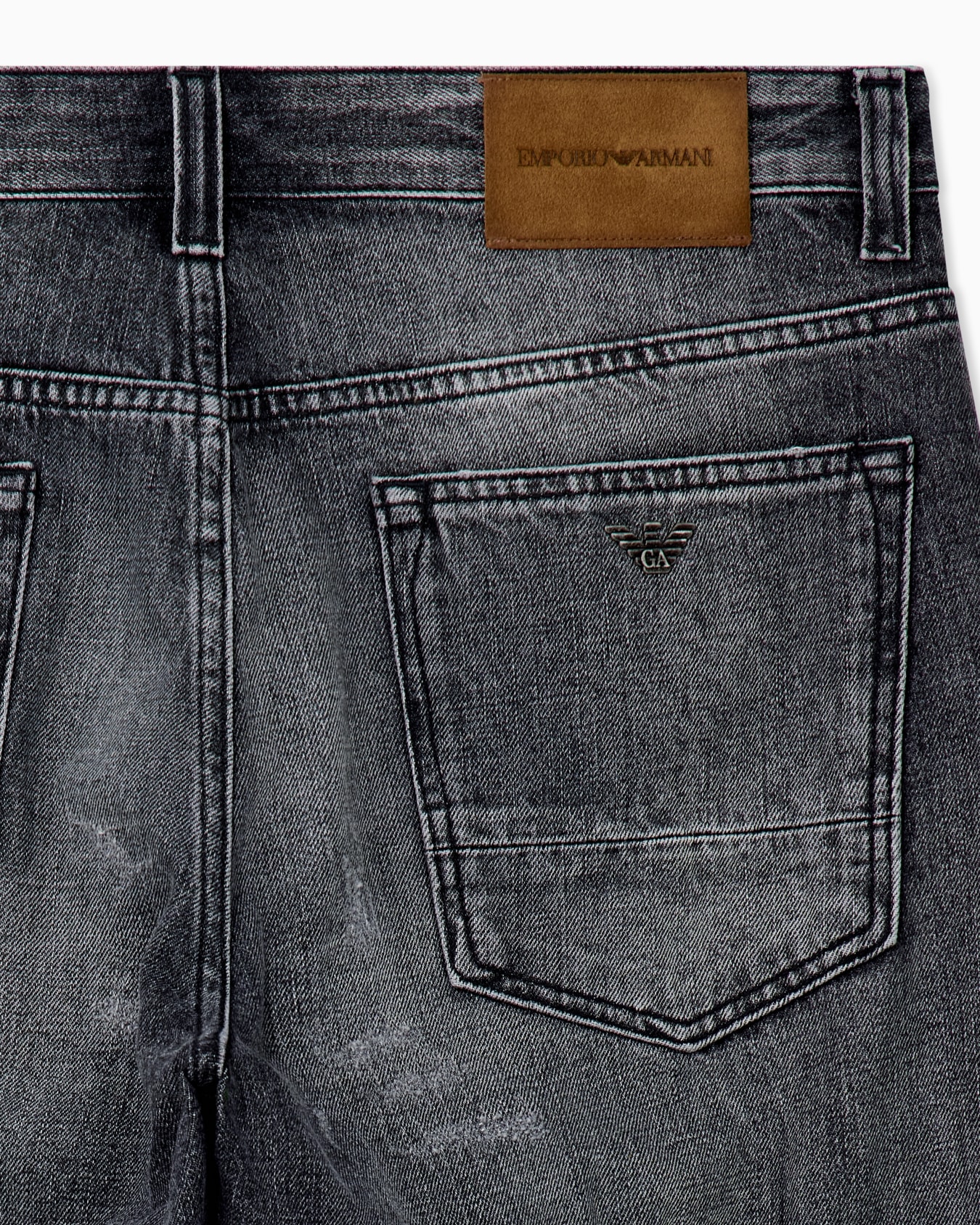 Pantalon 5 poches usé en denim de coton et élasthanne Diapositive 4