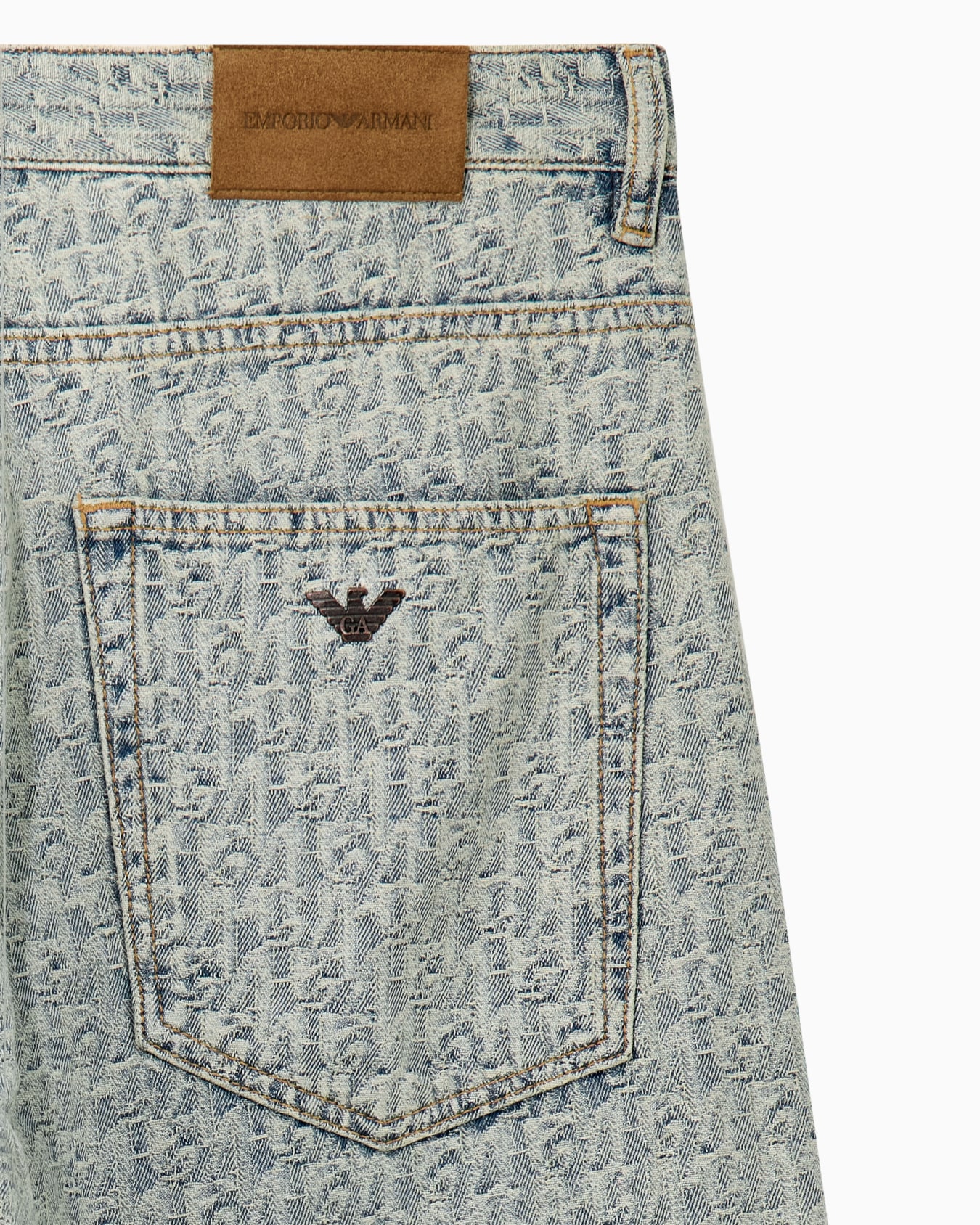 Jean 5 poches en denim jacquard de coton à monogramme Diapositive 4