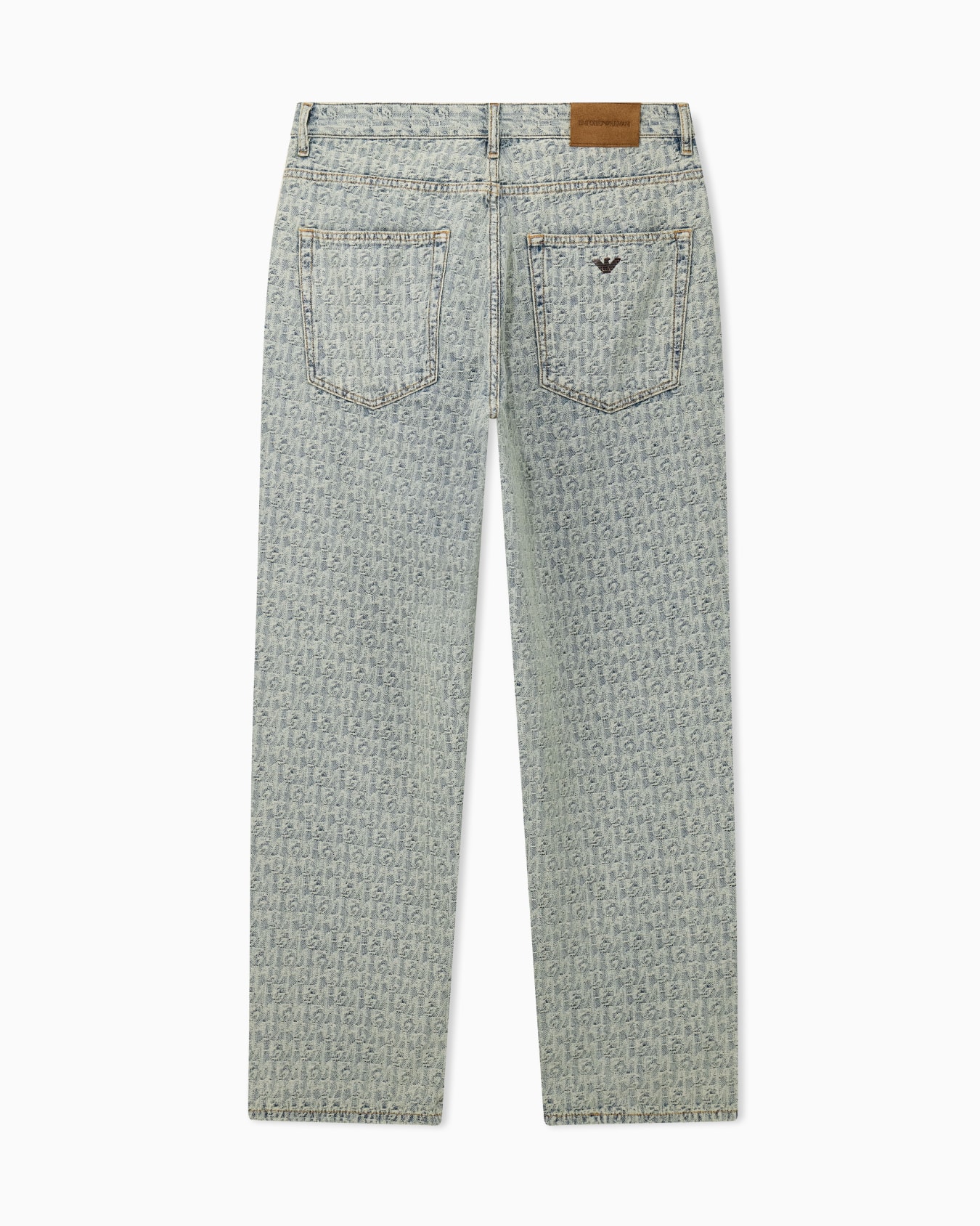 Jean 5 poches en denim jacquard de coton à monogramme Diapositive 2