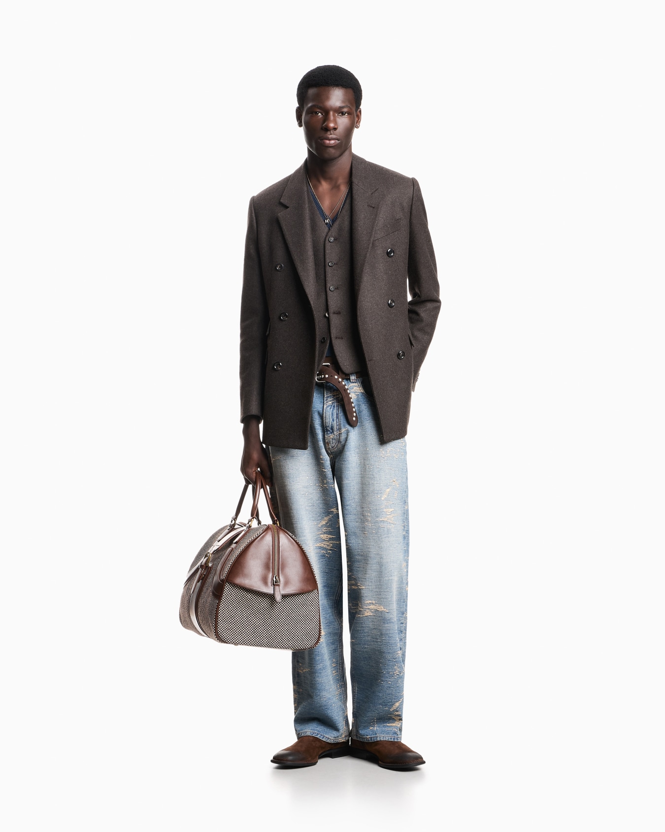 5-pocket pants denim with a distressed stone washed effect Slide 1