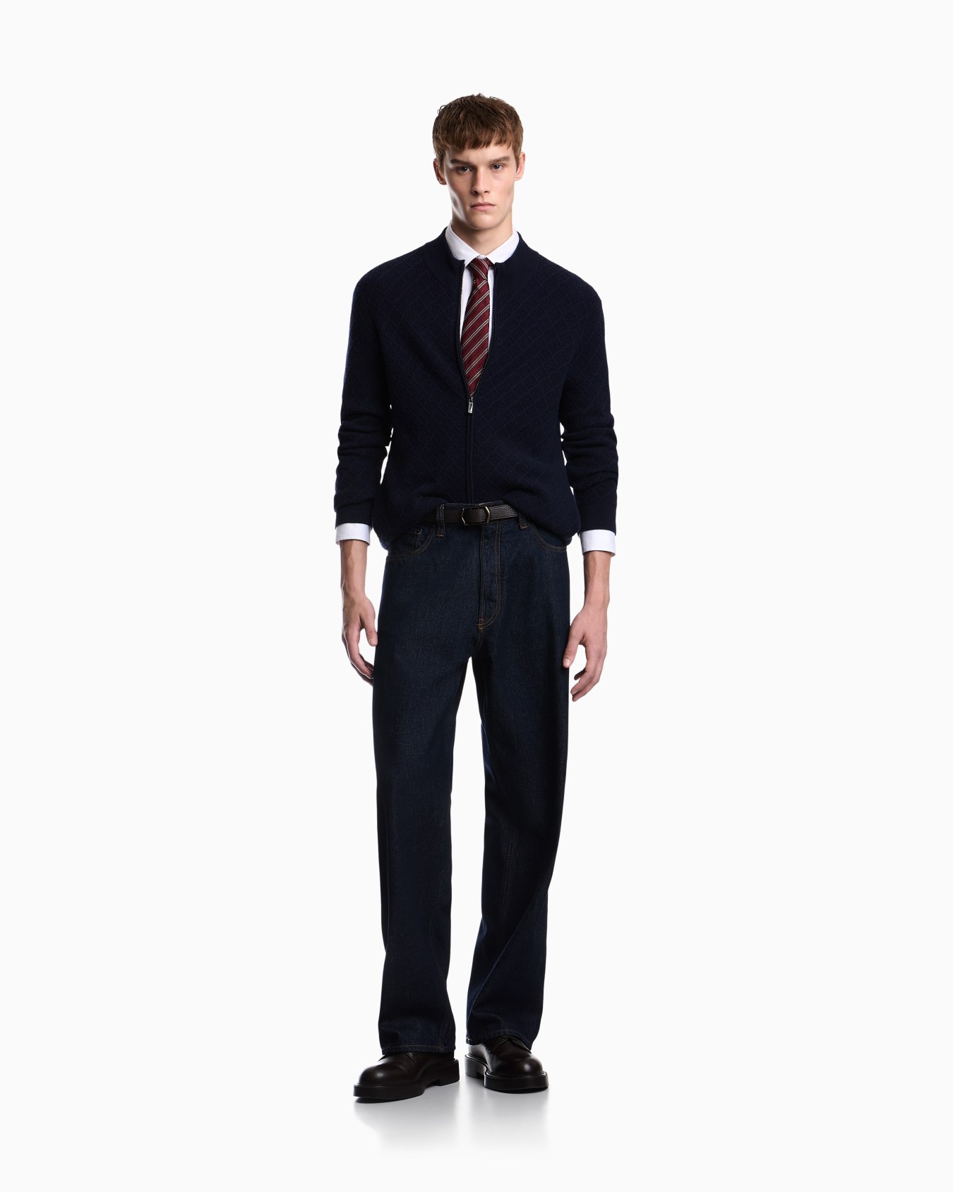Straight-leg cotton denim jeans with a five-pocket design Slide 1