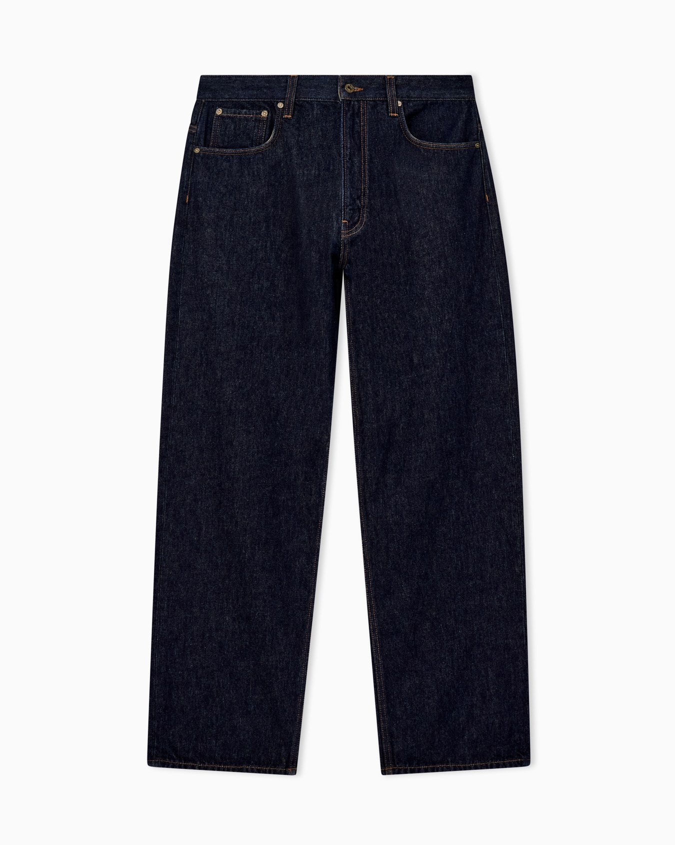 Straight-leg cotton denim jeans with a five-pocket design Slide 0