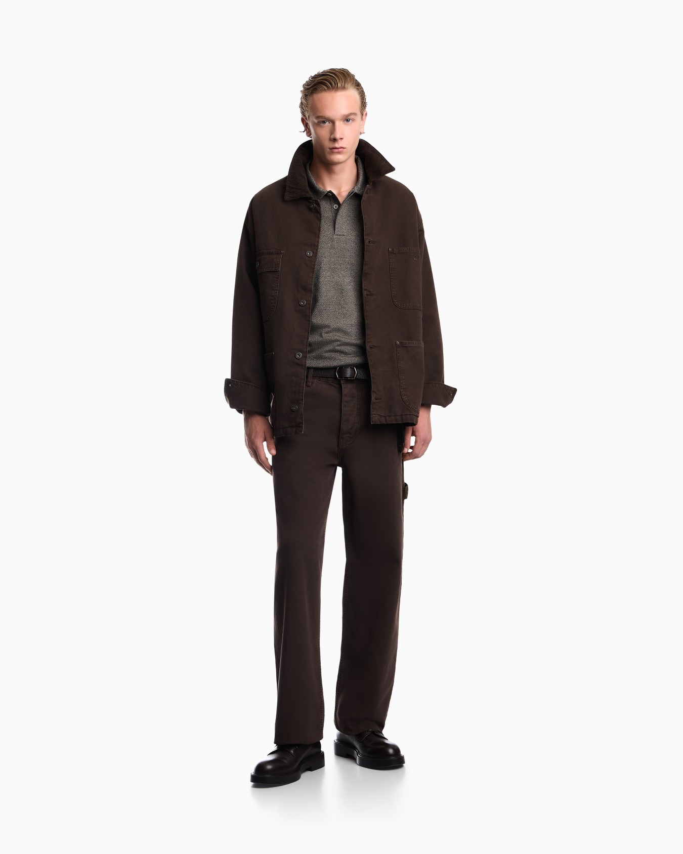 Oversized cotton workwear trousers with utility pockets Slide 1