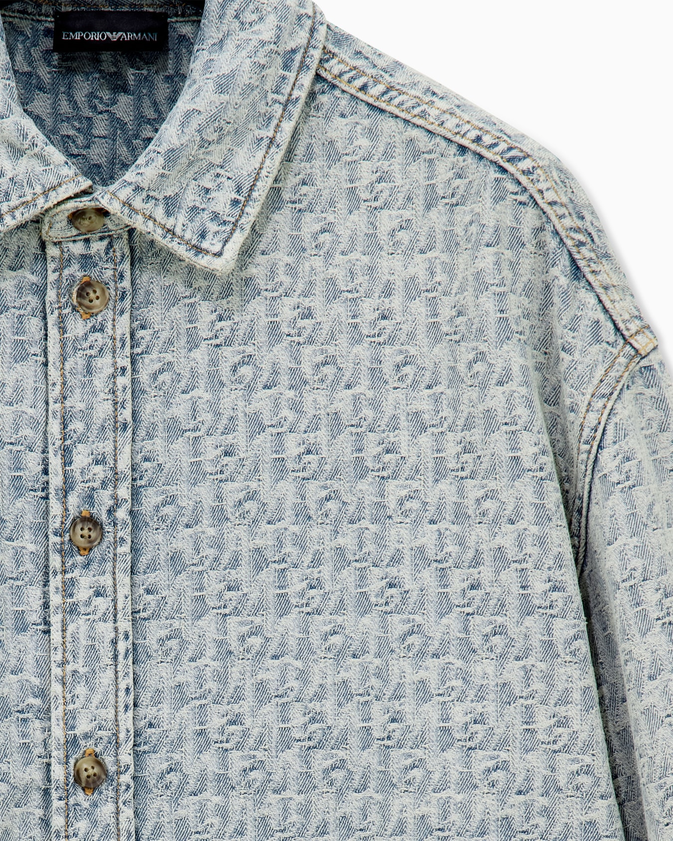 Chemise en denim de coton jacquard à motif monogramme Diapositive 4