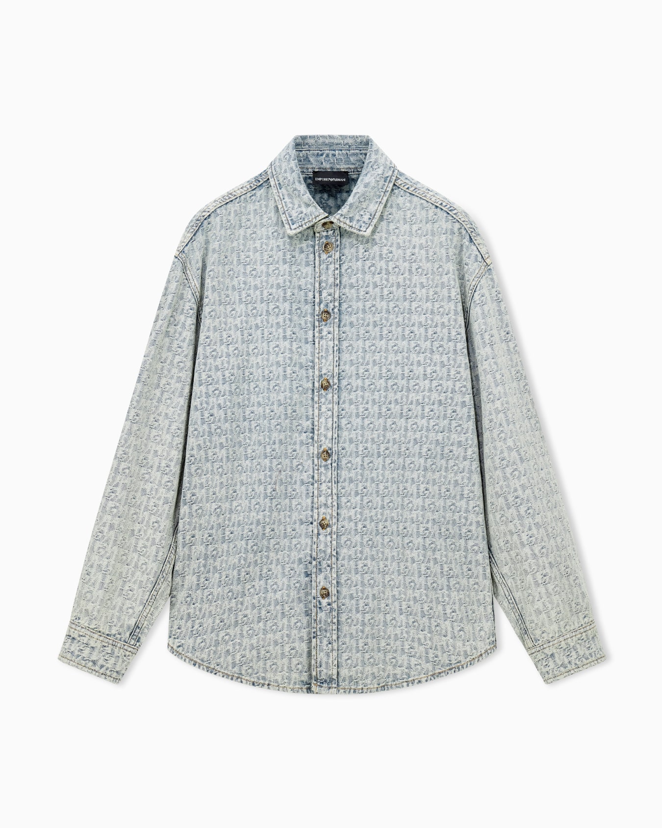 Chemise en denim de coton jacquard à motif monogramme Diapositive 0