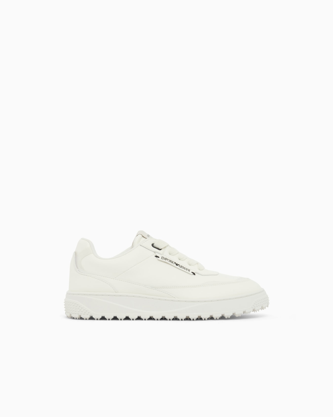 Smooth leather lace-up sneakers with a textured rubber sole Slide 0