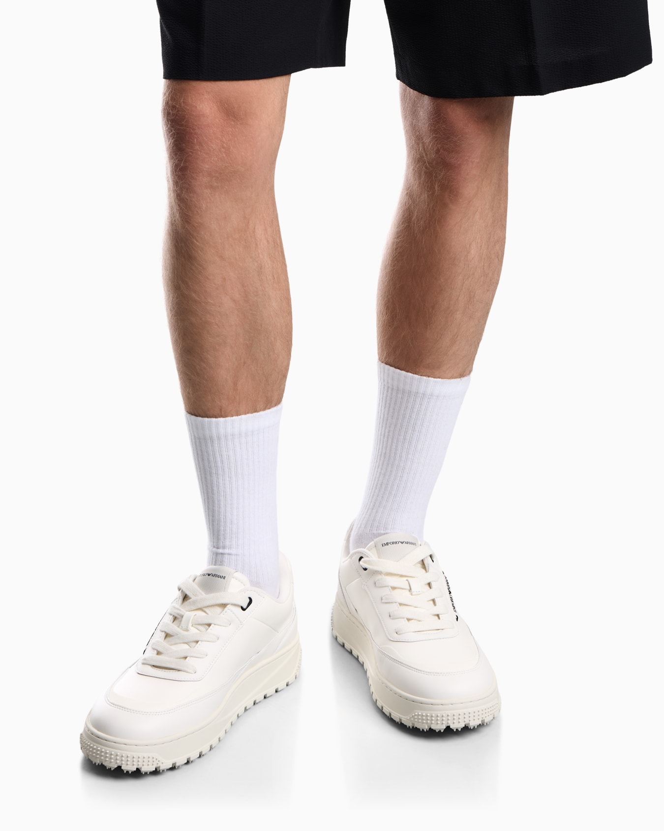 Smooth leather lace-up sneakers with a textured rubber sole Slide 6